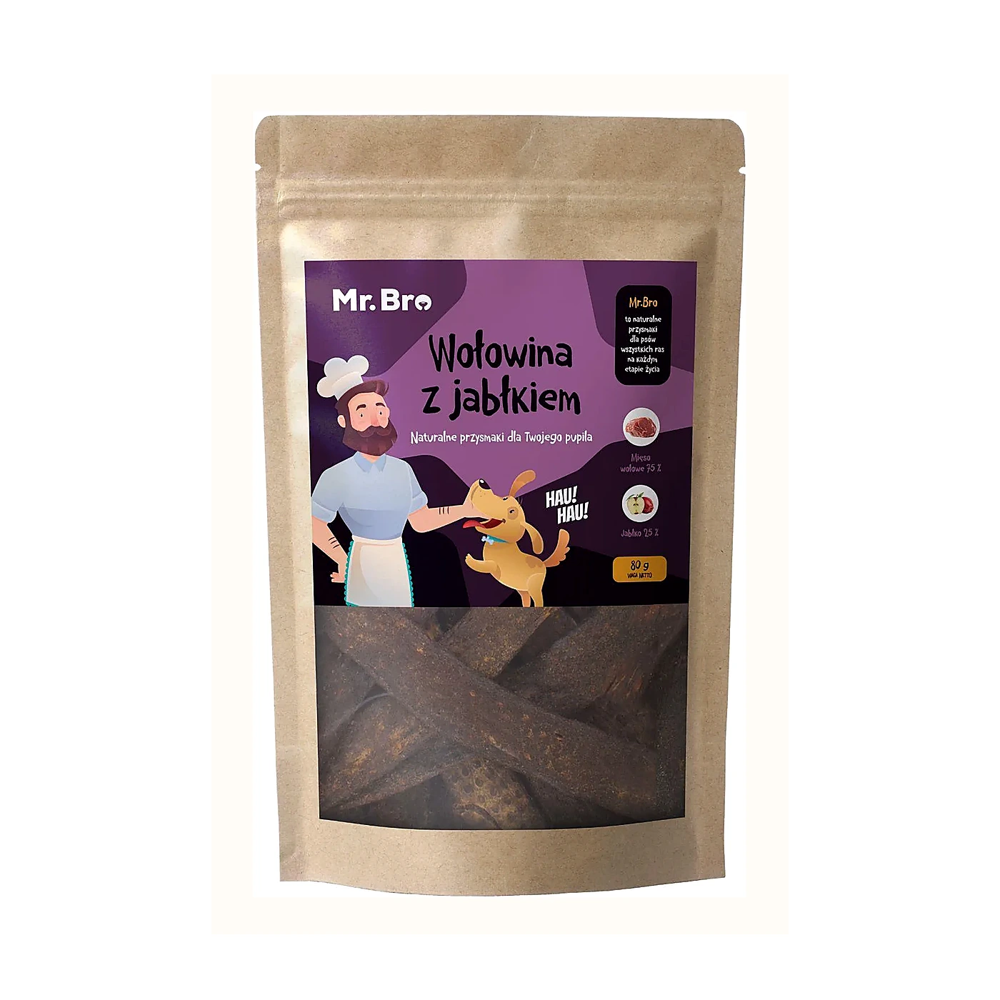 Mr. Bro Pies Strips Wołowina Jabłko 80g