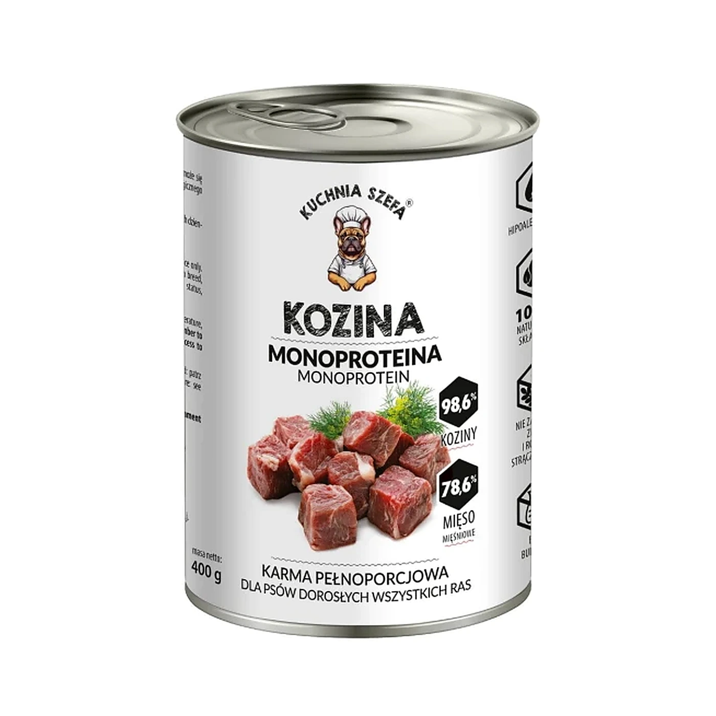 KUCHNIA SZEFA Karma pełnoporcjowa dla psów - KOZINA 400 g