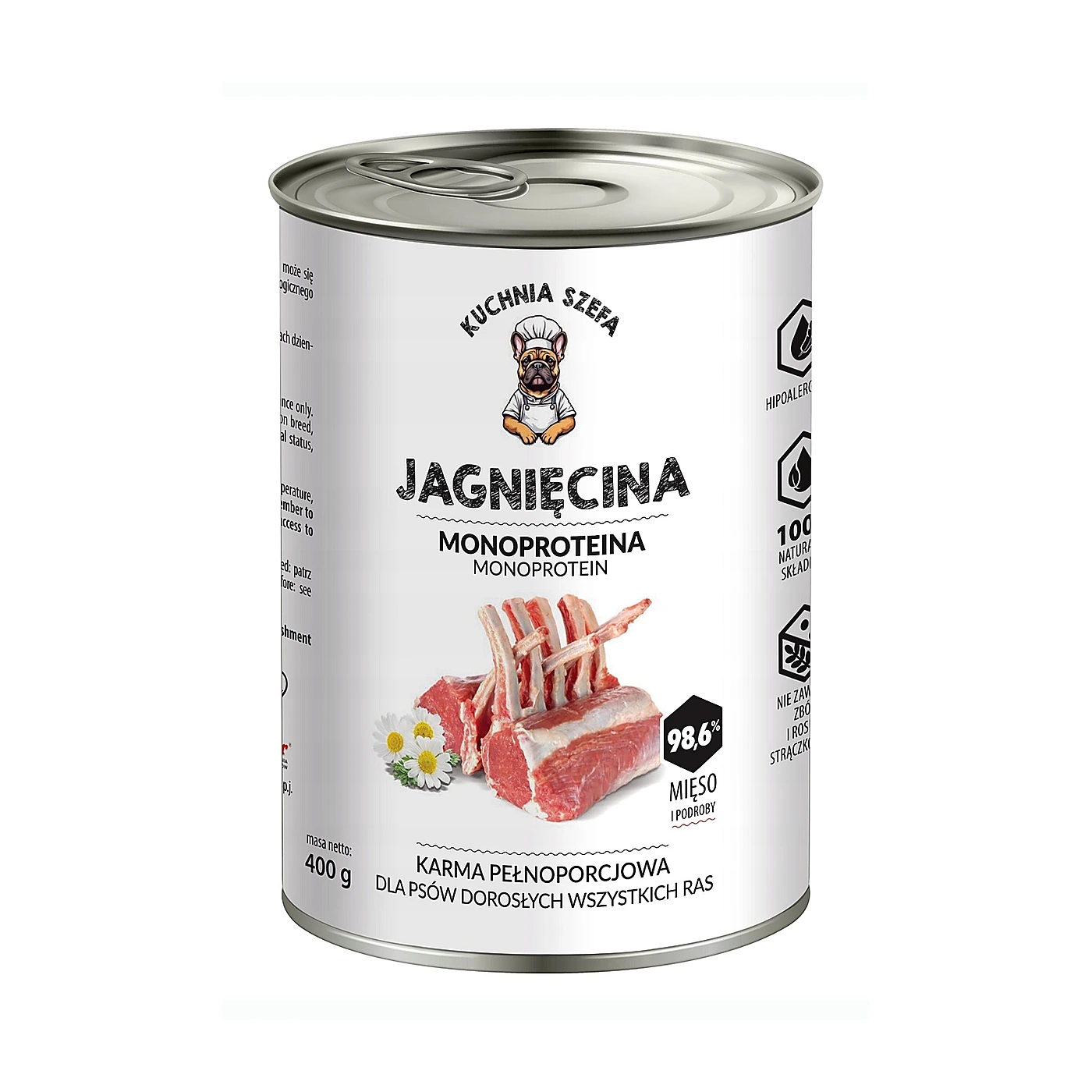 KUCHNIA SZEFA Karma pełnoporcjowa dla psów - JAGNIĘCINA 400g