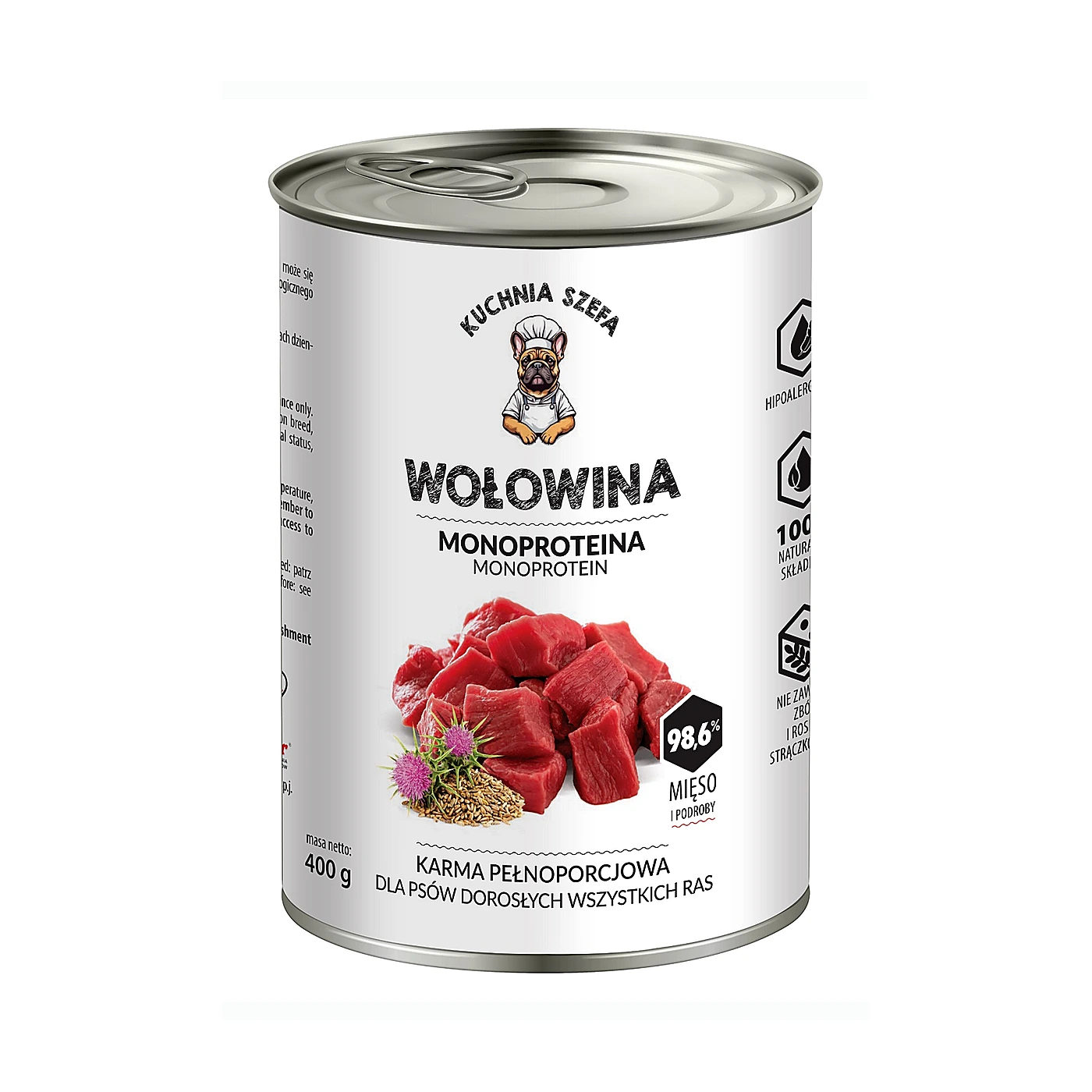 KUCHNIA SZEFA Karma pełnoporcjowa dla psów - WOŁOWINA 400g