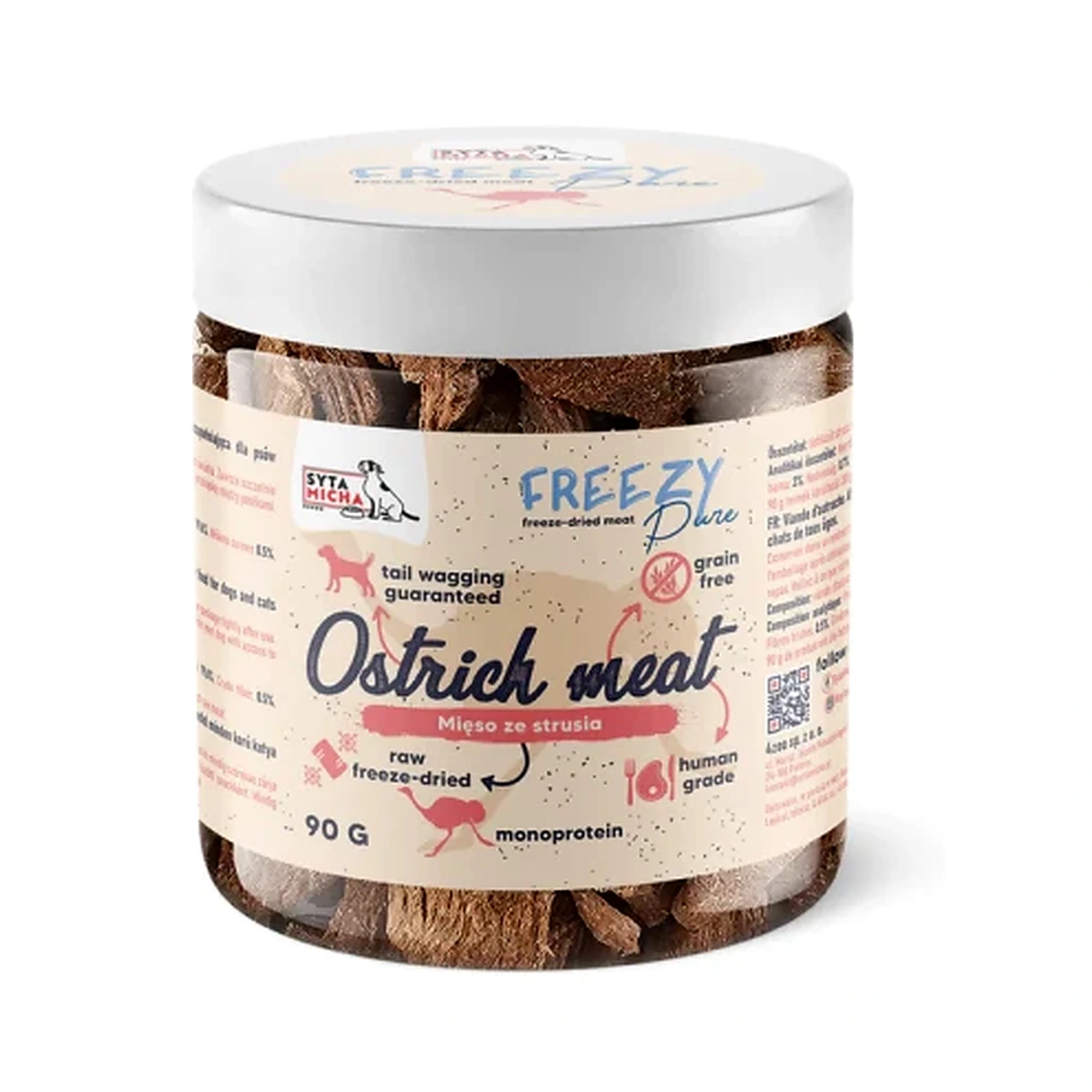 SYTA MICHA FREEZY PURE liofilizowane mięso ze strusia 90g
