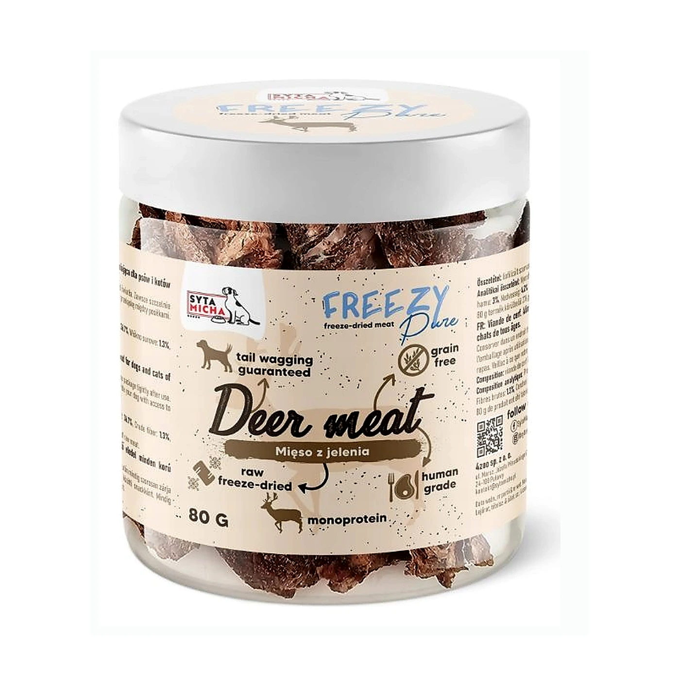 SYTA MICHA FREEZY PURE liofilizowane mięso z jelenia 80g