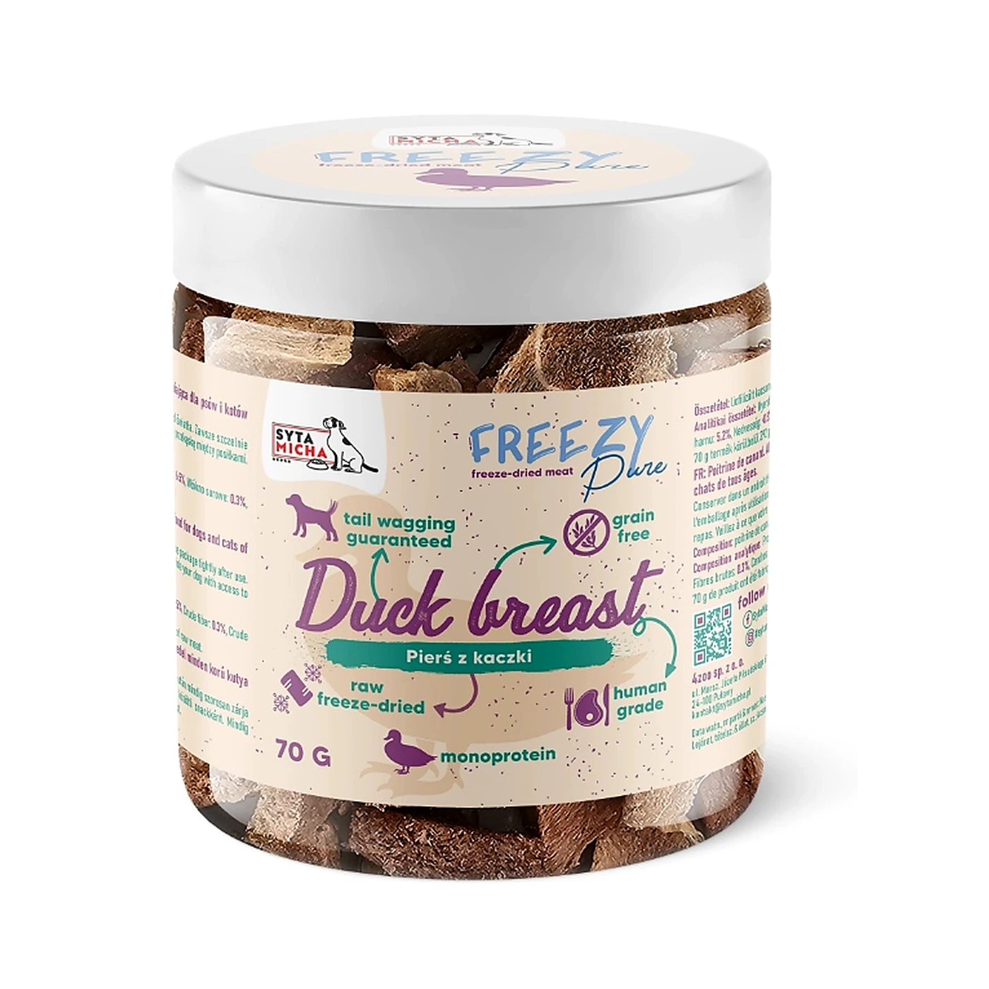 SYTA MICHA FREEZY PURE liofilizowane mięso z kaczki 70g