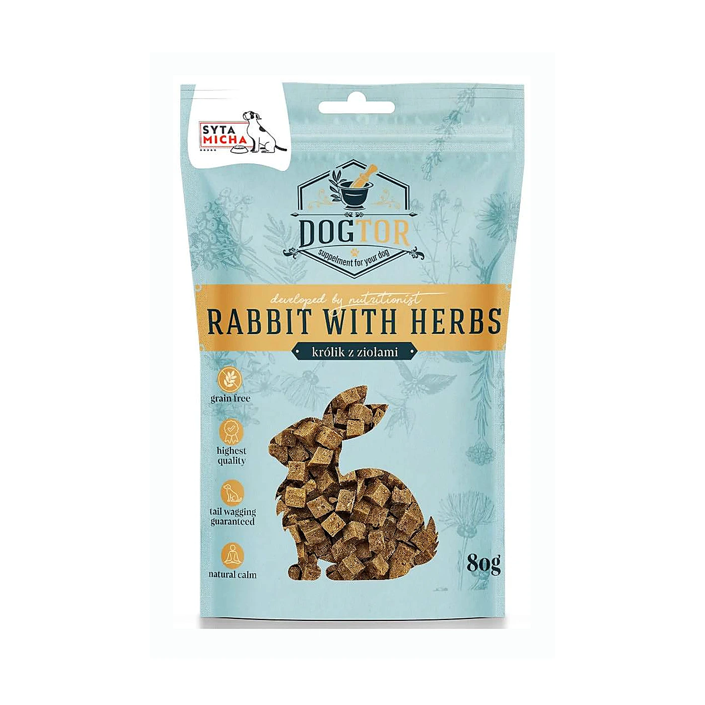SYTA MICHA DOGTOR Przekąski relaksujące z królikiem 80g