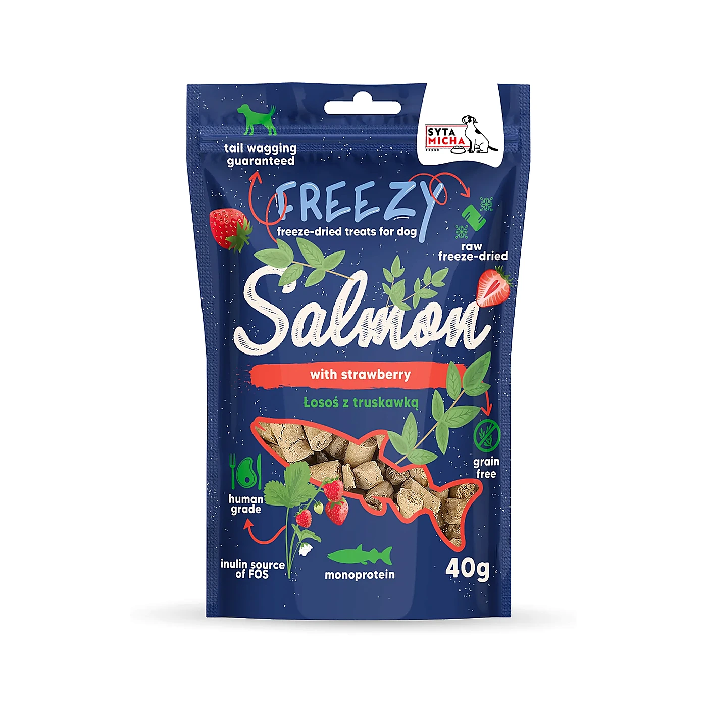 SYTA MICHA FREEZY Łosoś z truskawką i szuoną bazylią 40g