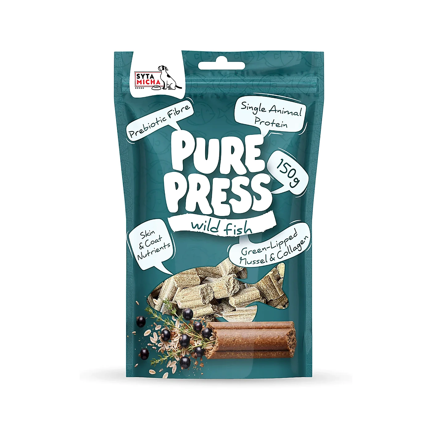 SYTA MICHA Pure Press smaczki dla psa Wild Fish (ryby) 150g