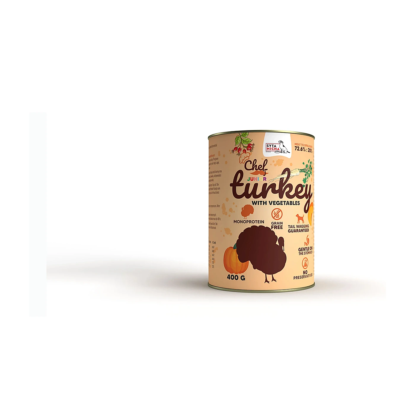 SYTA MICHA Karma Mokra CHEF Indyk z warzywami JUNIOR 400g