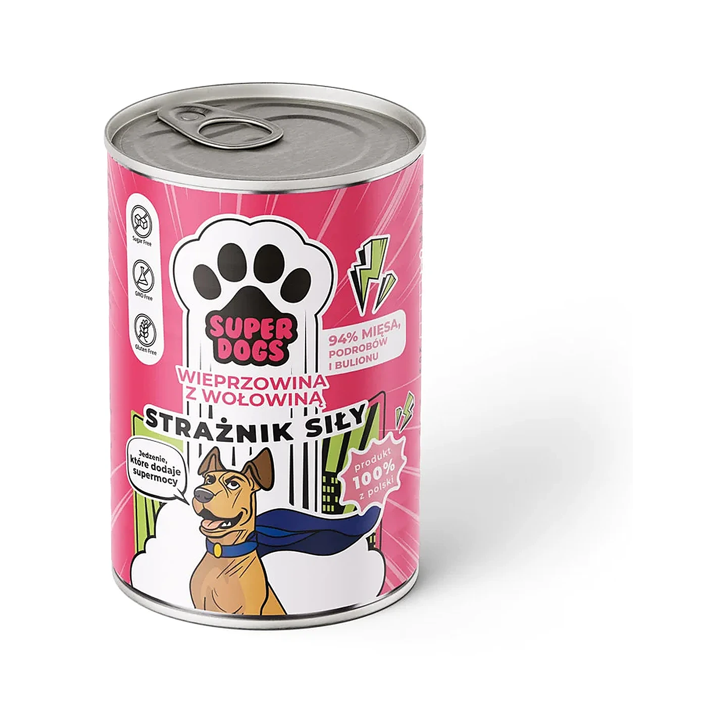 Karma mokra SUPERDOGS Strażnik Siły. Wieprzowina z wołowiną