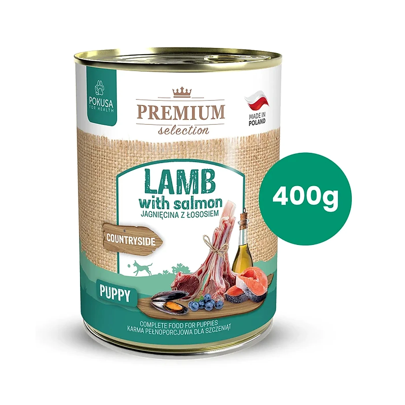 Premium Selection jagniecina z lososiem karma mokra dla szczeniat 400g