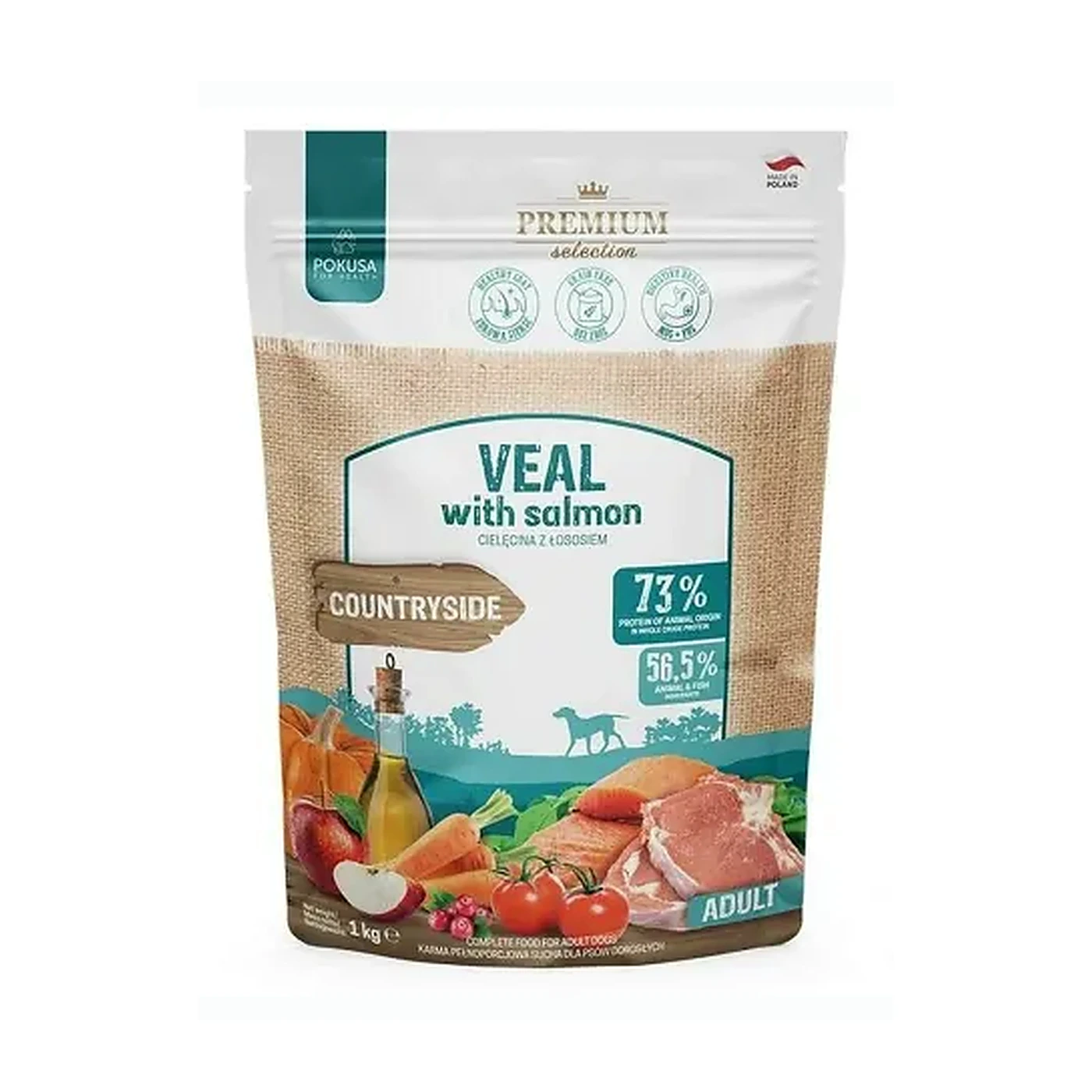 Pokusa Sucha Karma dla Psa Cielecina z Lososiem - Premium Selection 1 kg