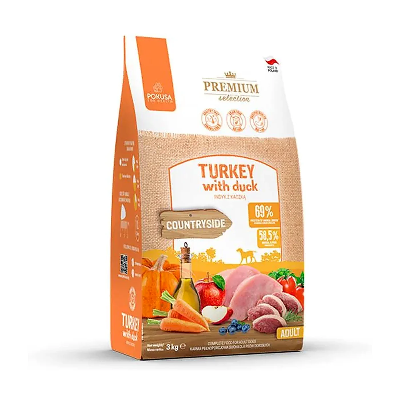 Pokusa Sucha Karma dla Psa Indyk z Kaczka - Dla Duzych Psów 3 kg
