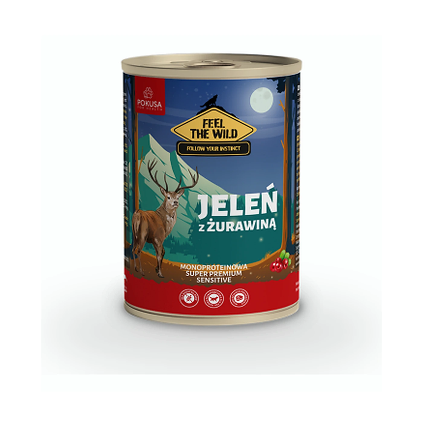 Pokusa Feel The Wild - jelen z zurawina - karma mokra 400 g