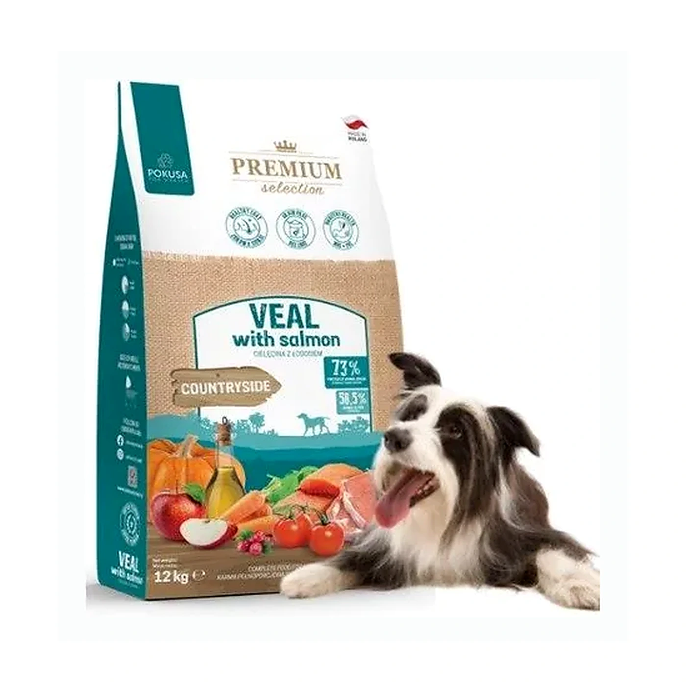 Pokusa Sucha Karma dla Psa Cielecina z Lososiem - Premium Selection 12 kg