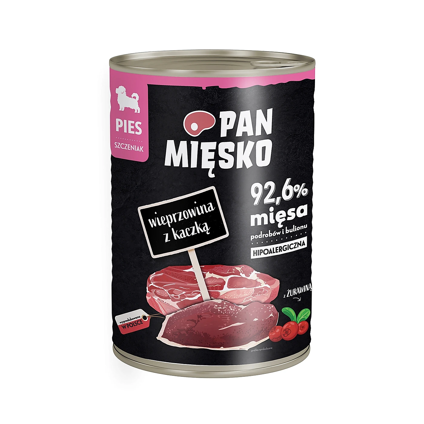 Pan Mięsko Karma mokra dla psa Wieprzowina z kaczką (szczeniak) 400g
