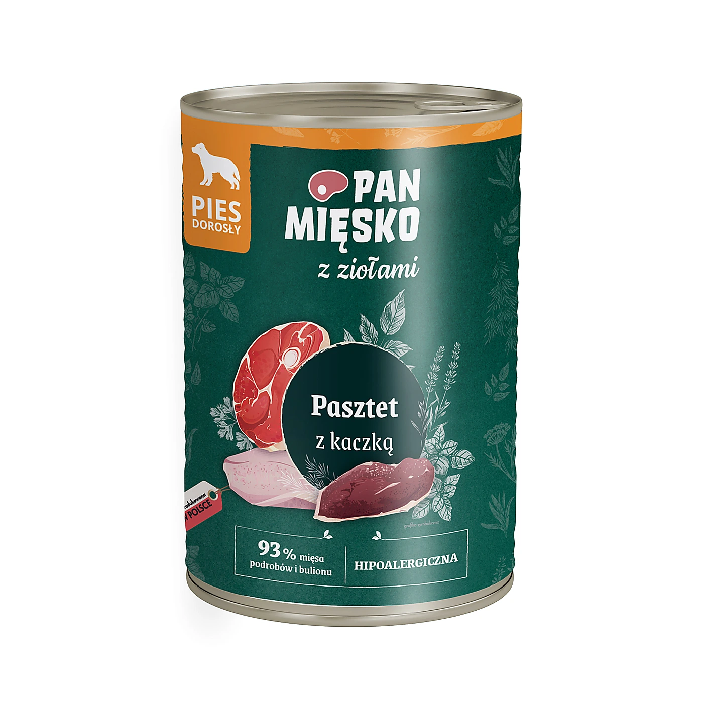 Pan Mięsko Karma mokra dla psa z Ziołami Pasztet z kaczką (dorosły) 400g
