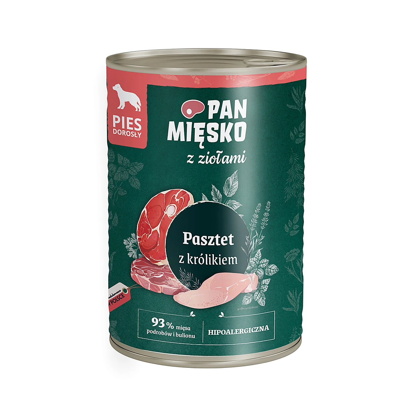 Pan Mięsko Karma mokra dla psa z Ziołami Pasztet z królikiem (dorosły) 400g
