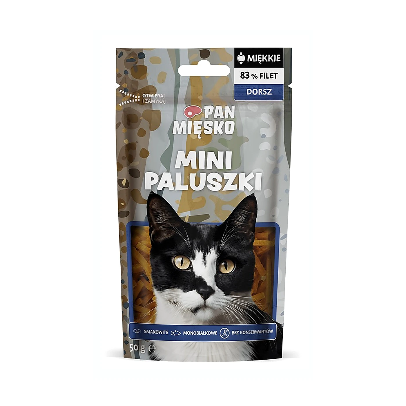 Pan Mięsko Przysmak dla kota Mini paluszki Dorsz (dorosły) 50g