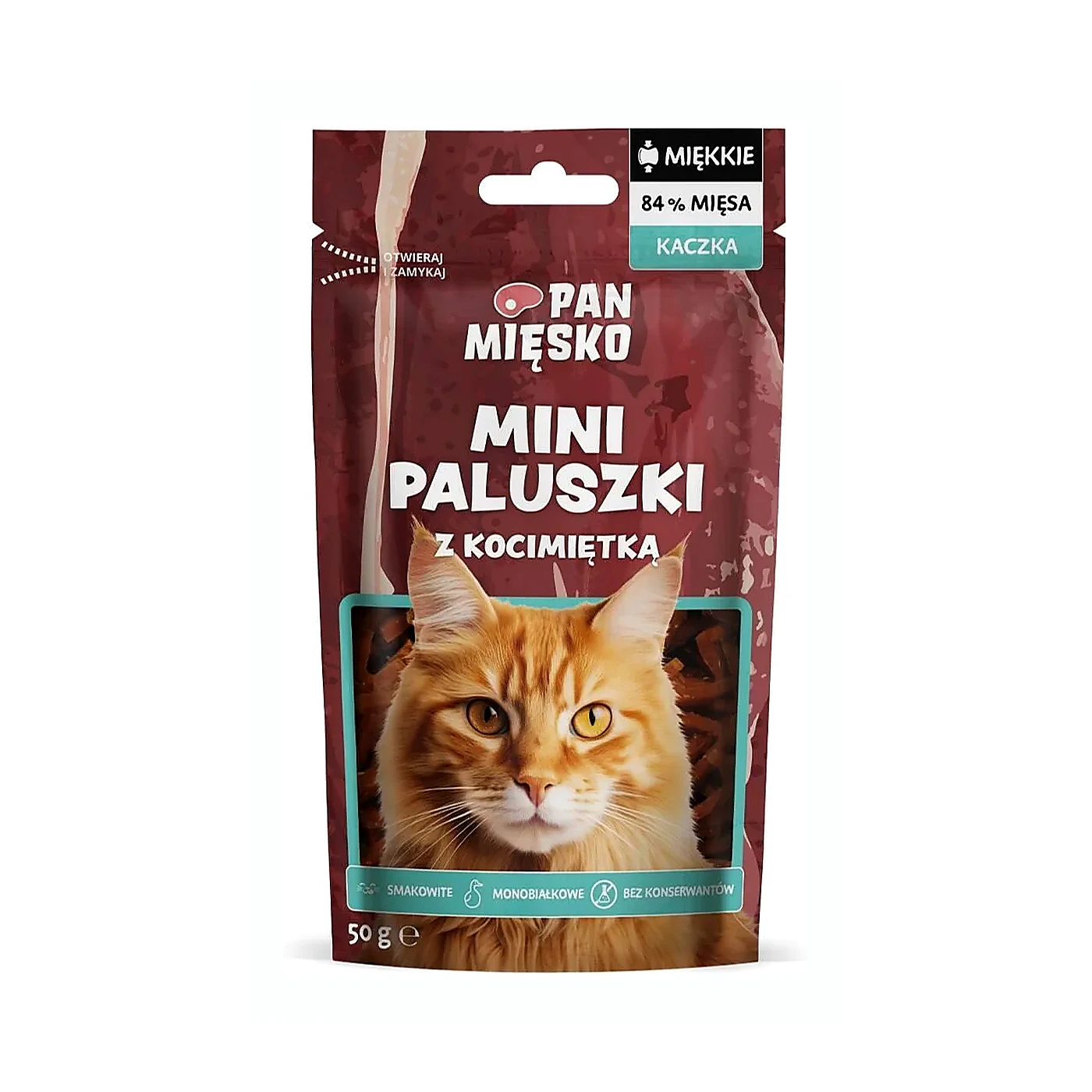 Pan Mięsko Przysmak dla kota Mini paluszki Kaczka z kocimiętką (dorosły) 50g