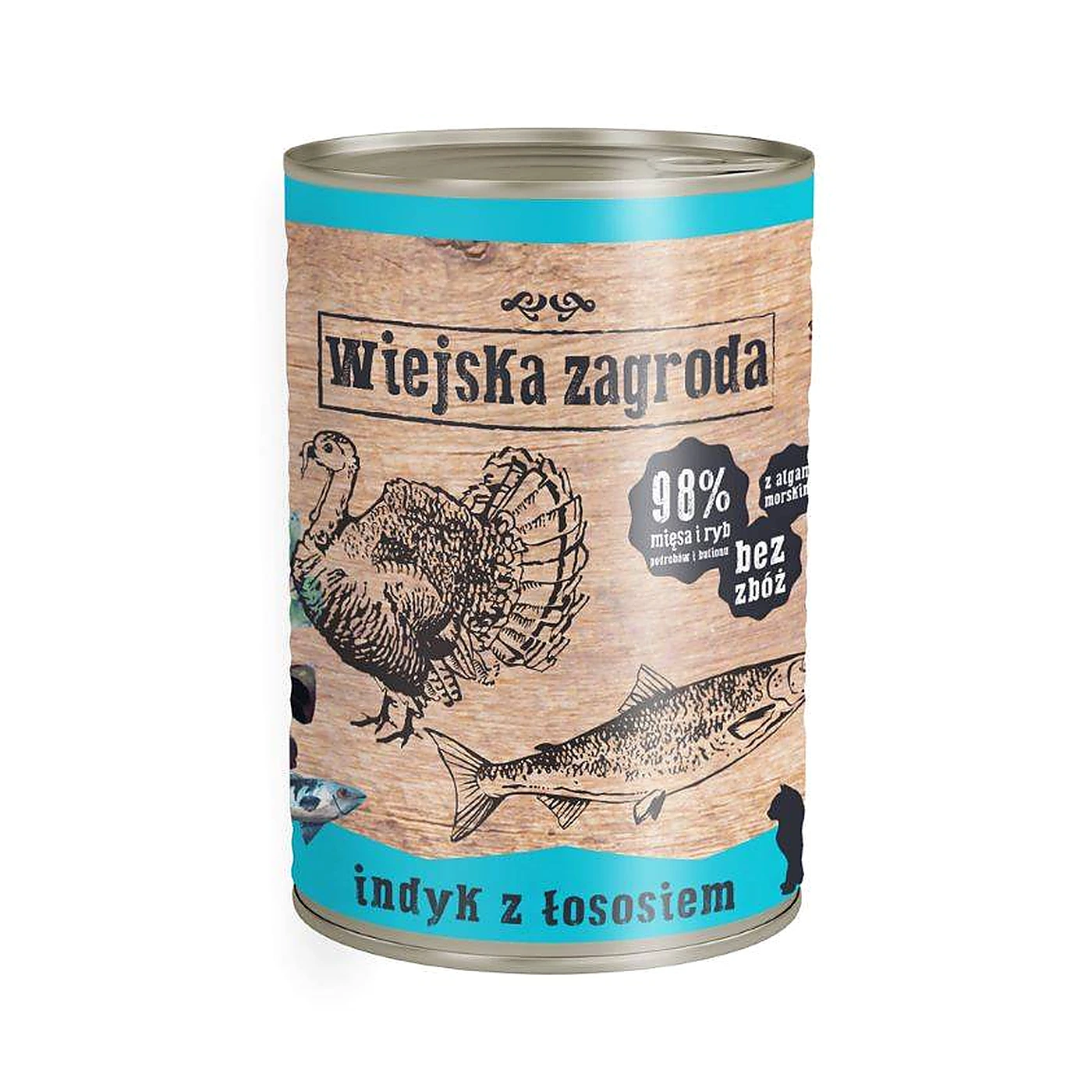 Wiejska Zagroda Karma mokra dla kota Indyk z łososiem (dorosły) II 400g