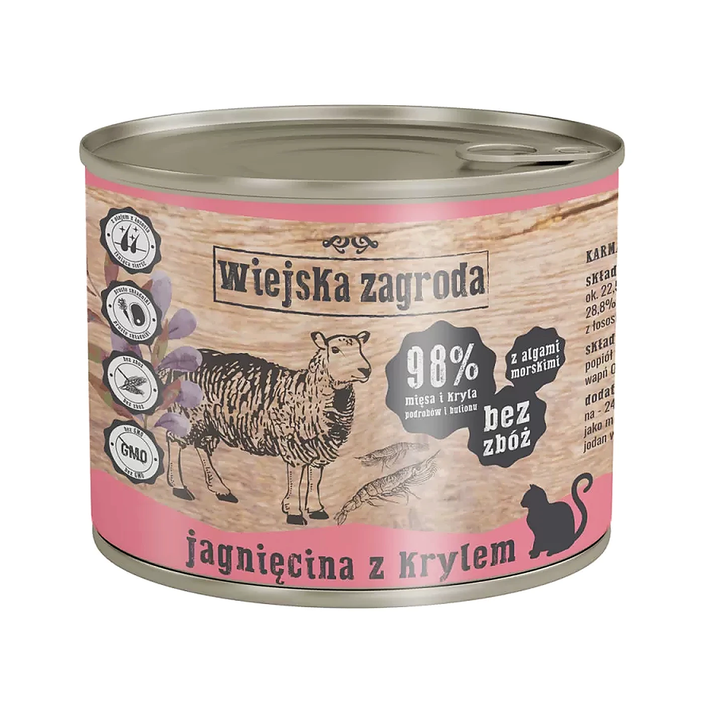 Wiejska Zagroda Karma mokra dla kota Jagnięcina z krylem (dorosły) 85g