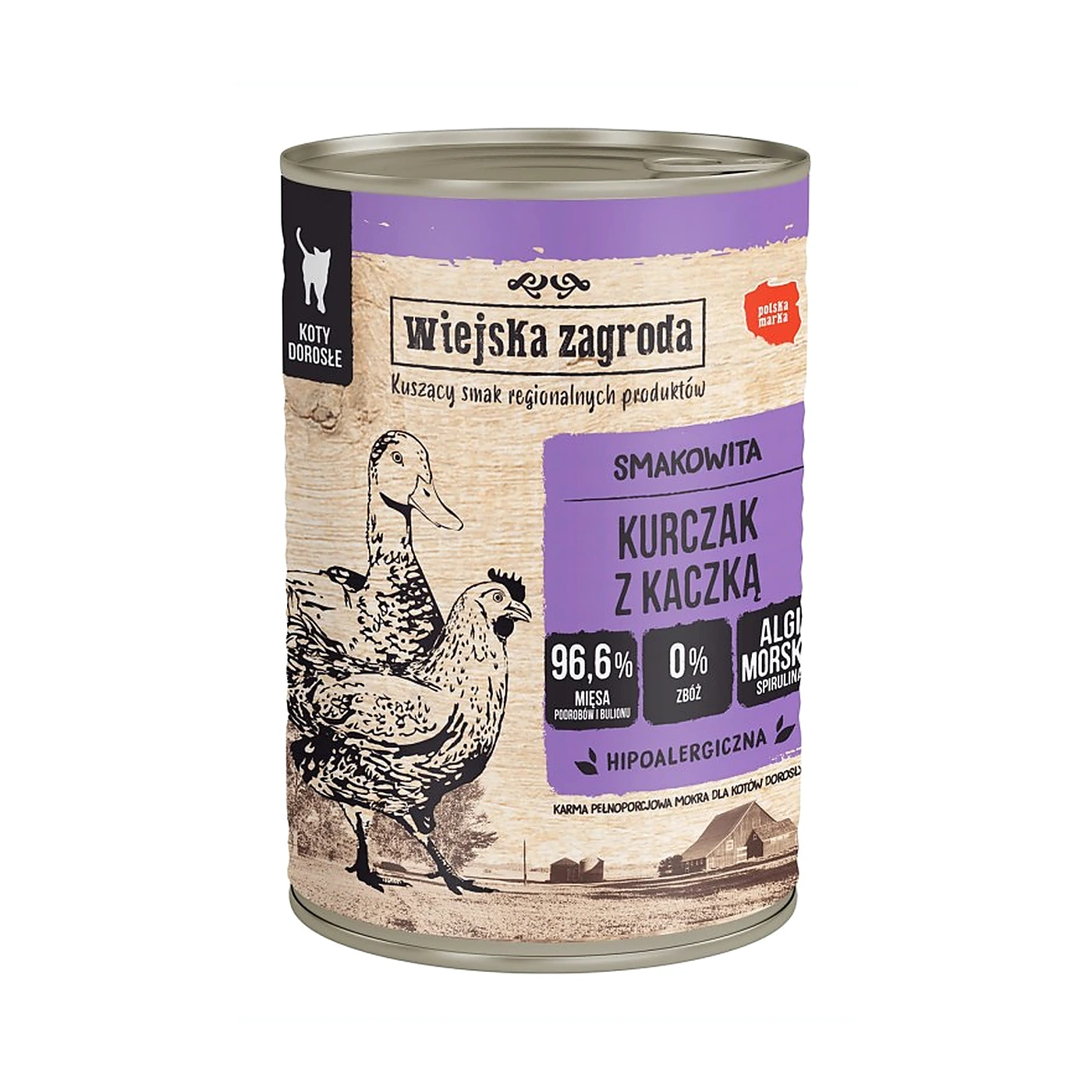 Wiejska Zagroda Karma mokra dla kota Kurczak z kaczką (dorosły) 400g