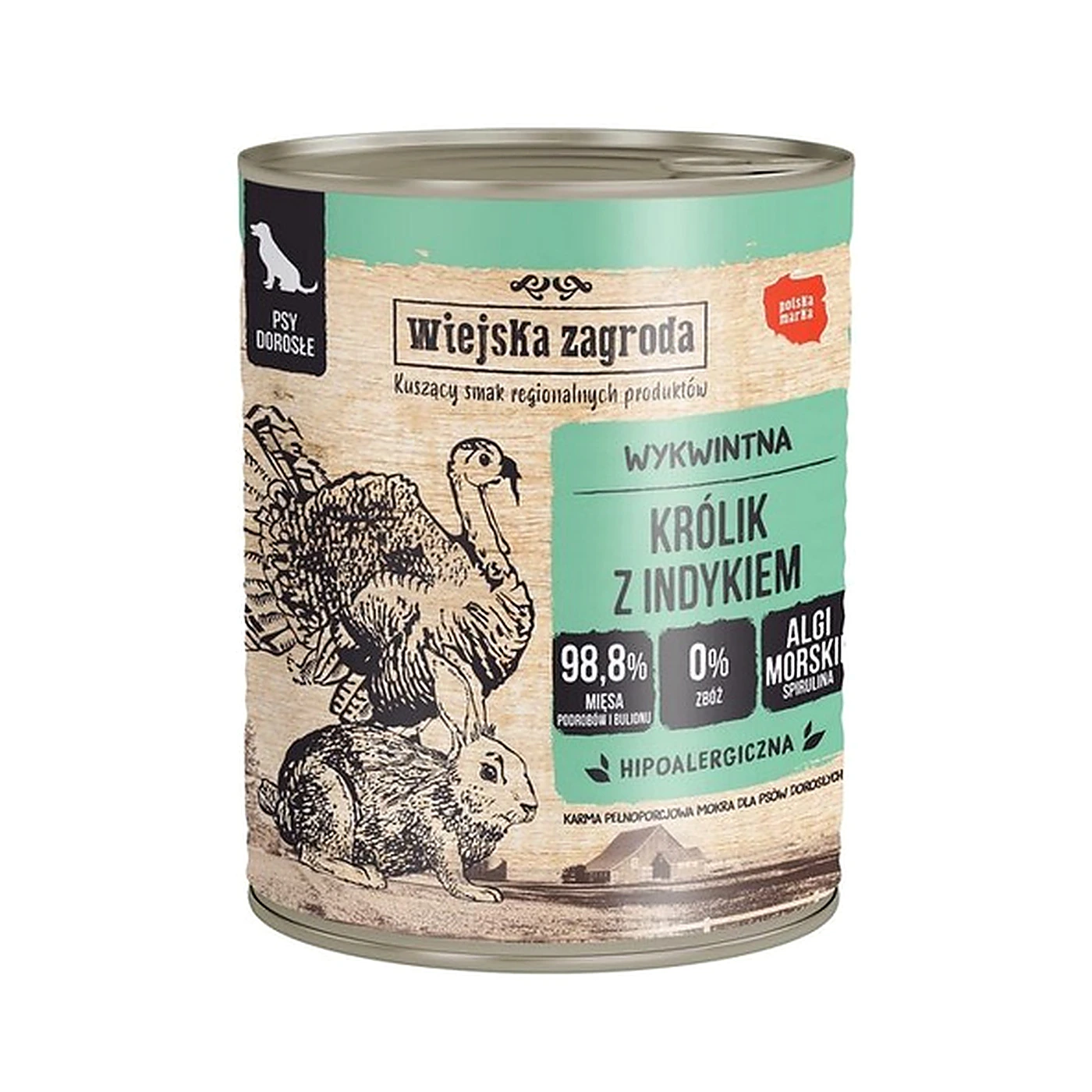 Wiejska Zagroda Karma mokra dla psa Indyk z królikiem (dorosły) II 800g