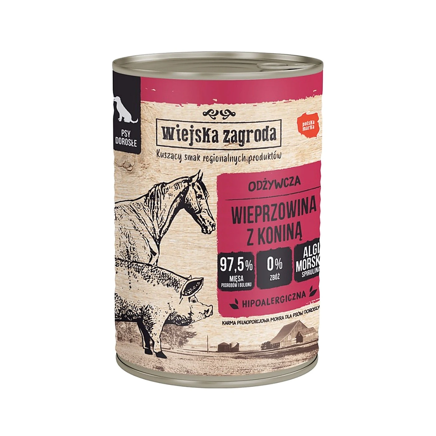 Wiejska Zagroda Karma mokra dla psa Wieprzowina z koniną (dorosły) 400g