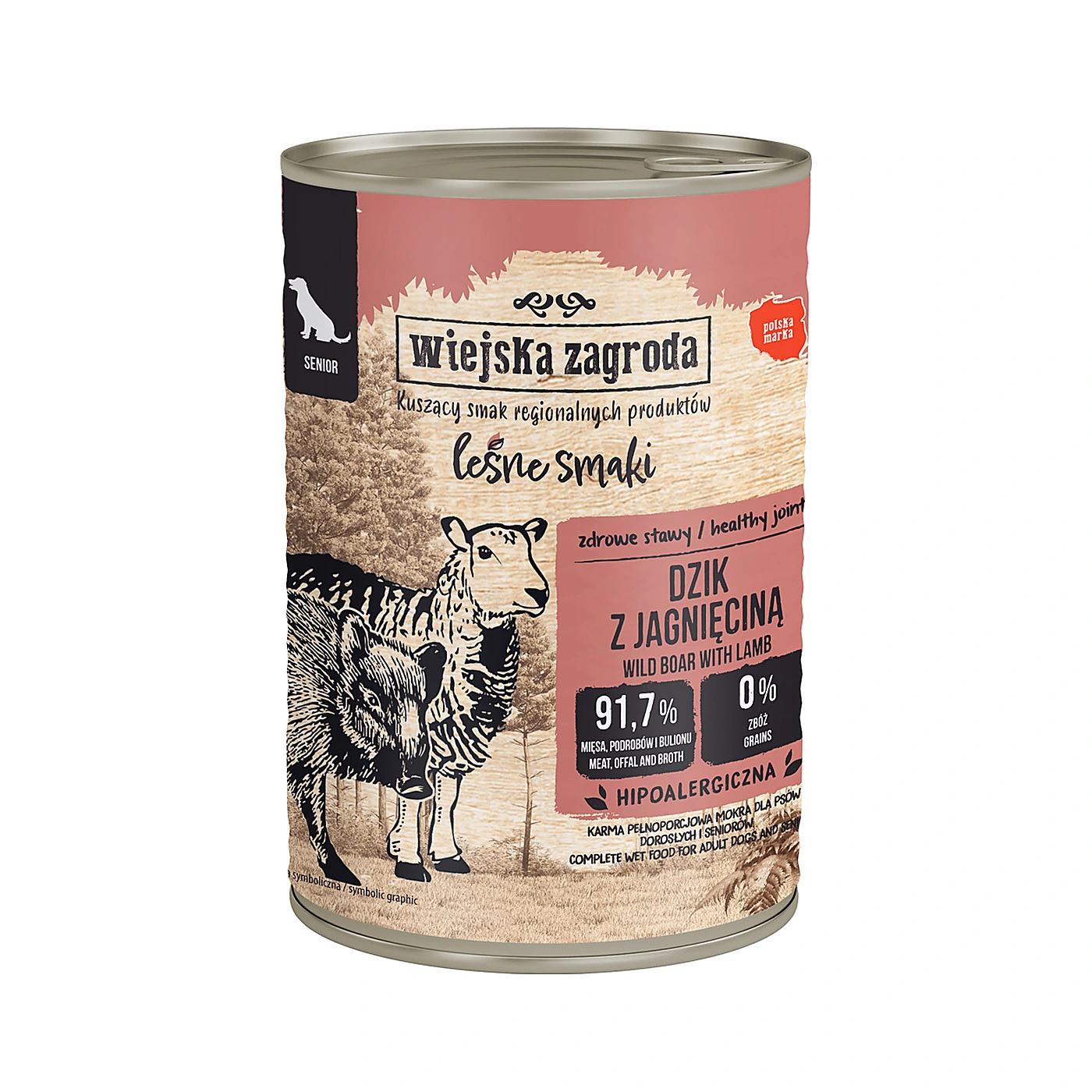 Wiejska Zagroda Karma mokra dla psa Leśne smaki Dzik z jagnięciną (senior) 400g