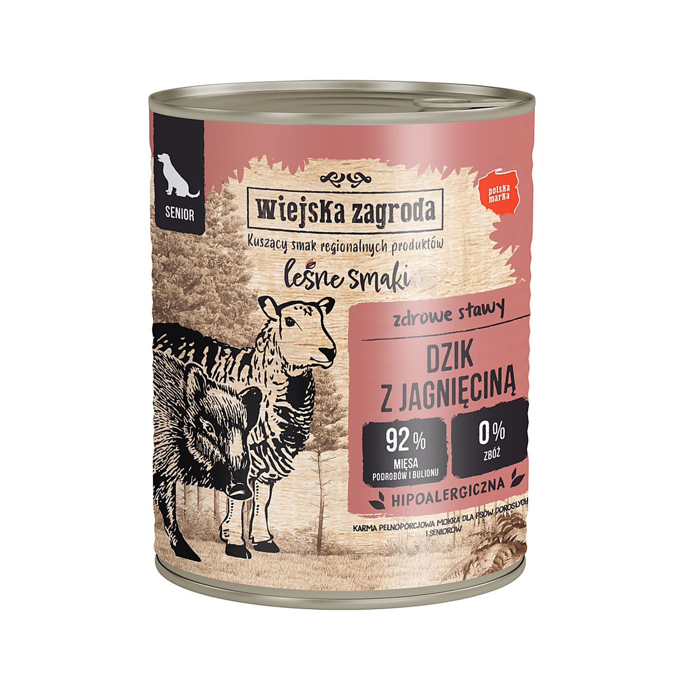 Wiejska Zagroda Karma mokra dla psa Leśne smaki Dzik z jagnięciną (senior) 800g