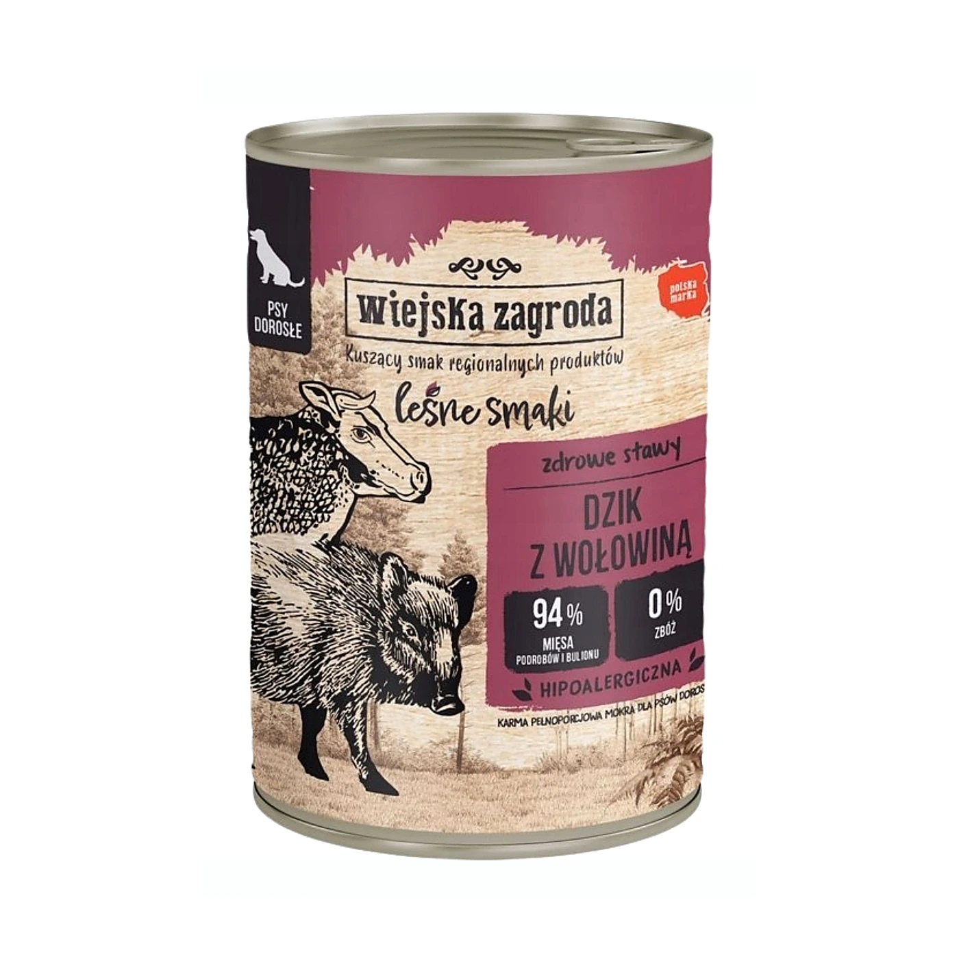 Wiejska Zagroda Karma mokra dla psa Leśne smaki Dzik z wołowiną (dorosły) 400g