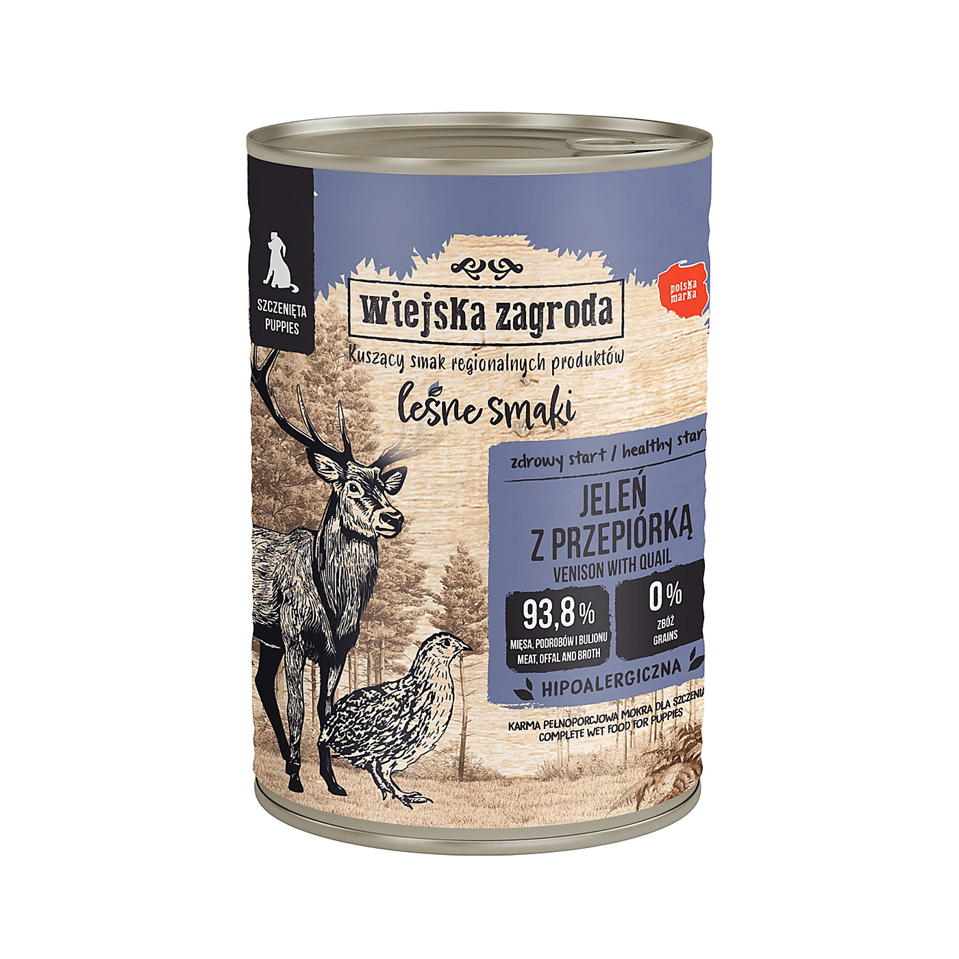 Wiejska Zagroda Karma mokra dla psa Leśne smaki Jeleń z przepiórką (szczeniak) 400g