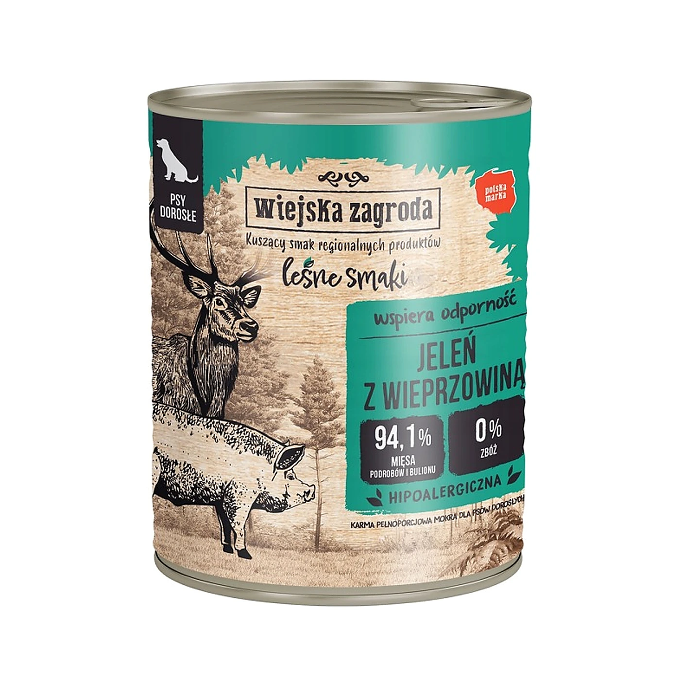 Wiejska Zagroda Karma mokra dla psa Leśne smaki Jeleń z wieprzowiną (dorosły) 800g