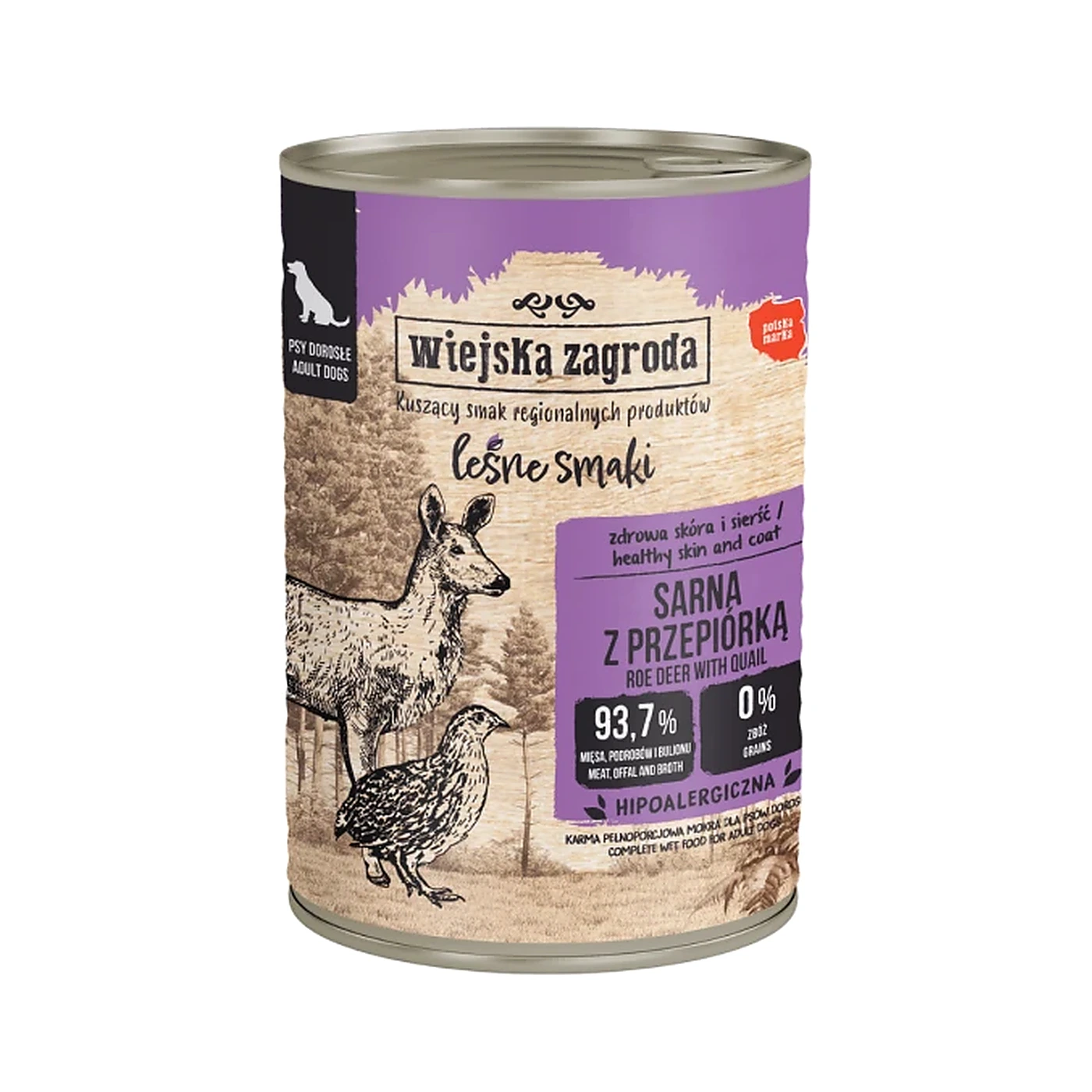 Wiejska Zagroda Karma mokra dla psa Leśne smaki Sarna z przepiórką (dorosły) 400g