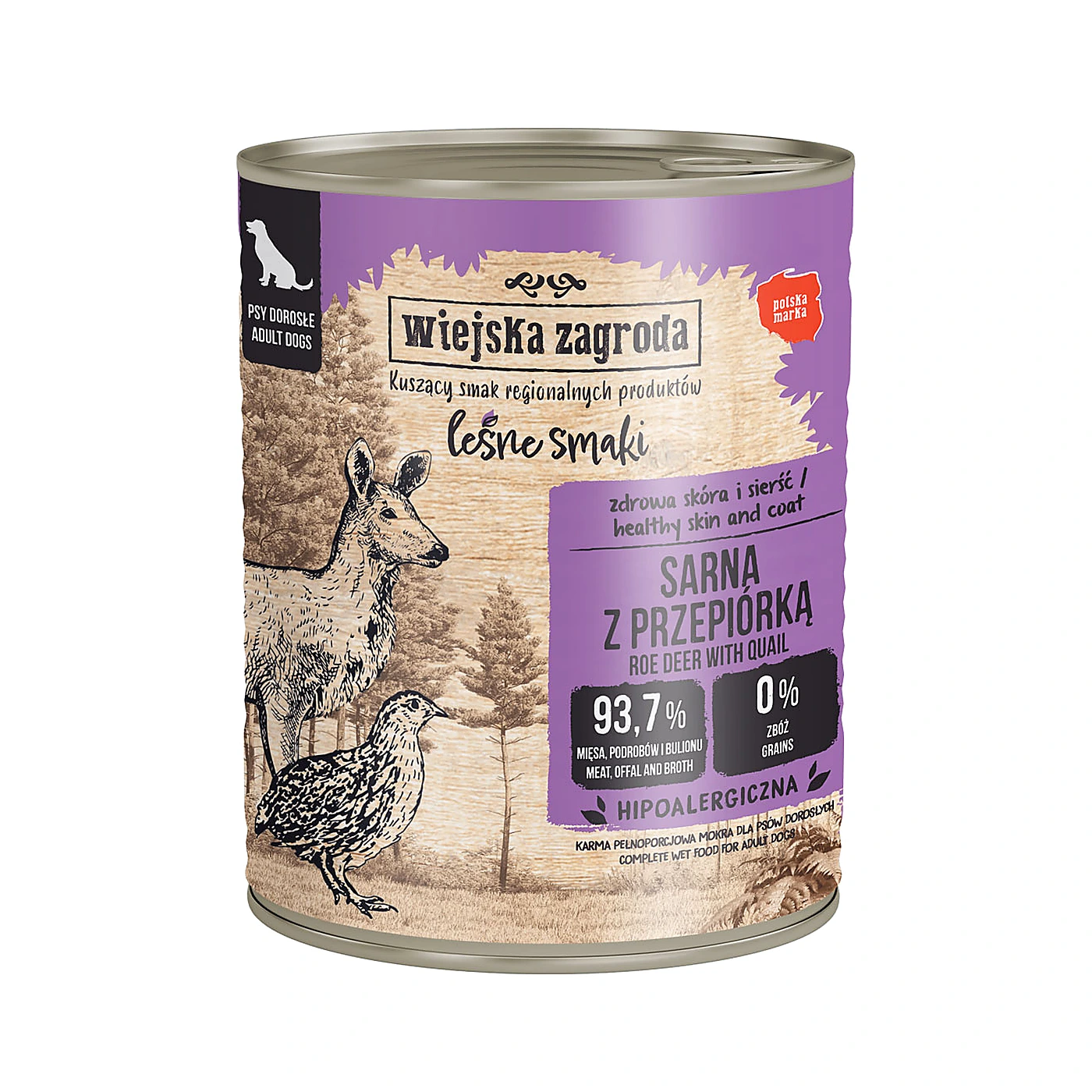 Wiejska Zagroda Karma mokra dla psa Leśne smaki Sarna z przepiórką (dorosły) 800g