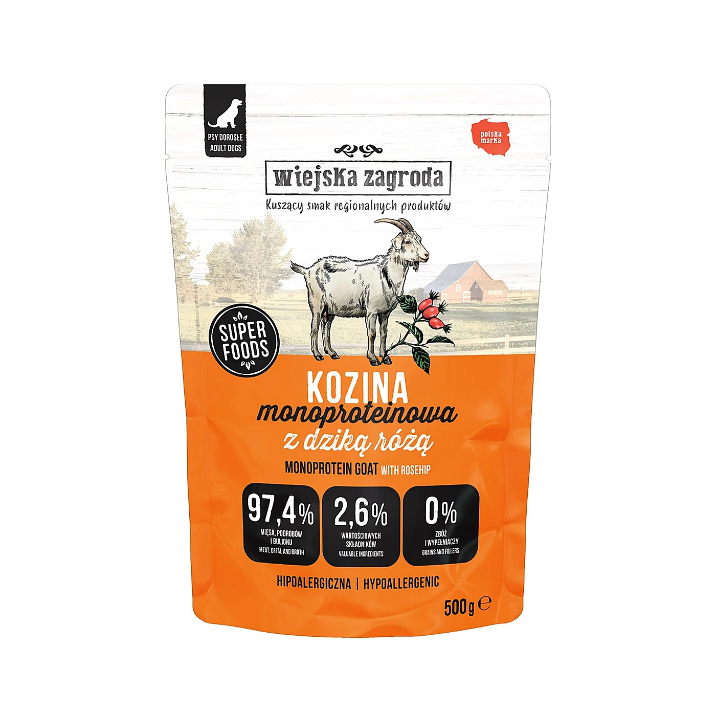 Wiejska Zagroda Karma mokra dla psa Monobiałkowa Kozina (dorosły) 500g
