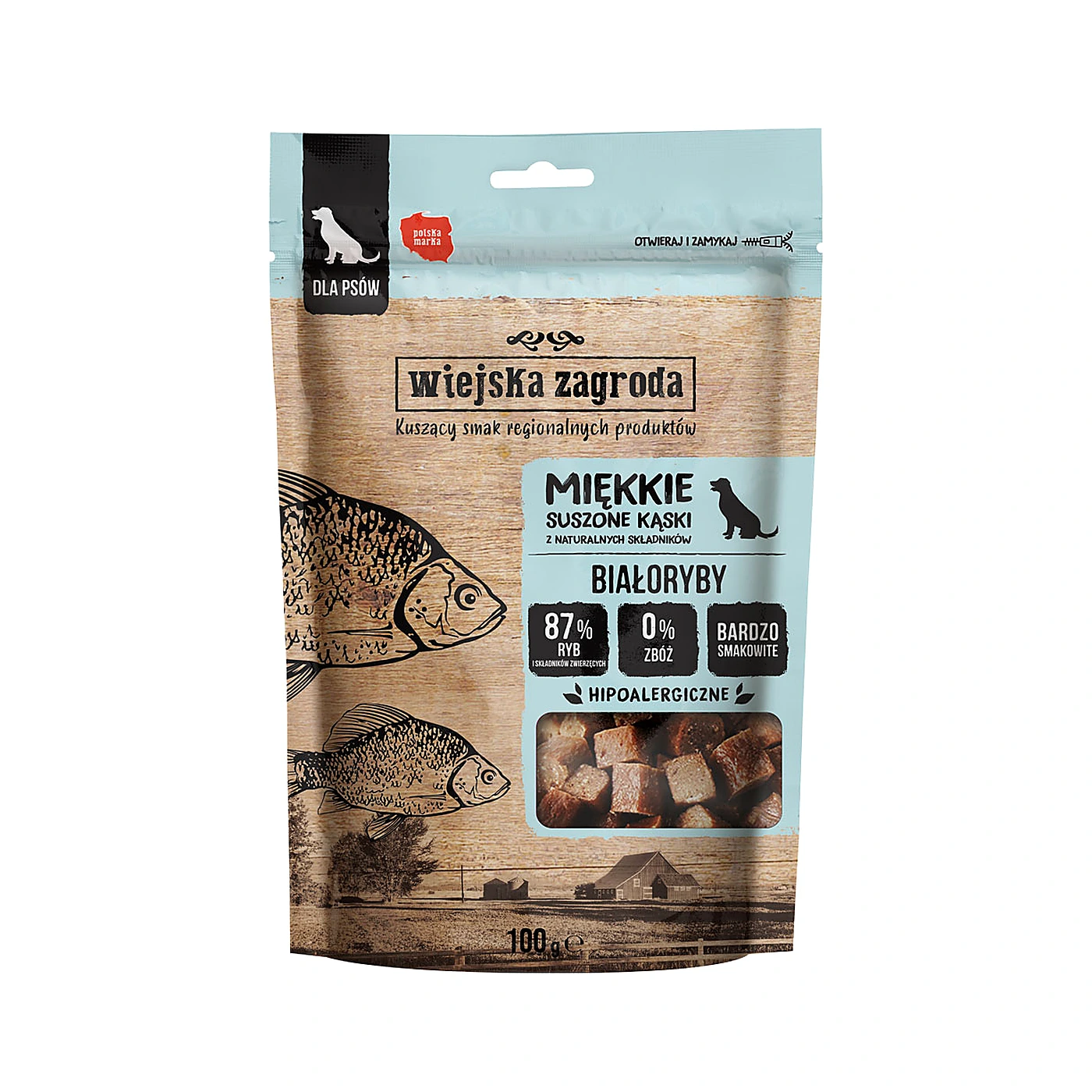 Wiejska Zagroda Przysmak dla psa Białoryby (dorosły) 100g