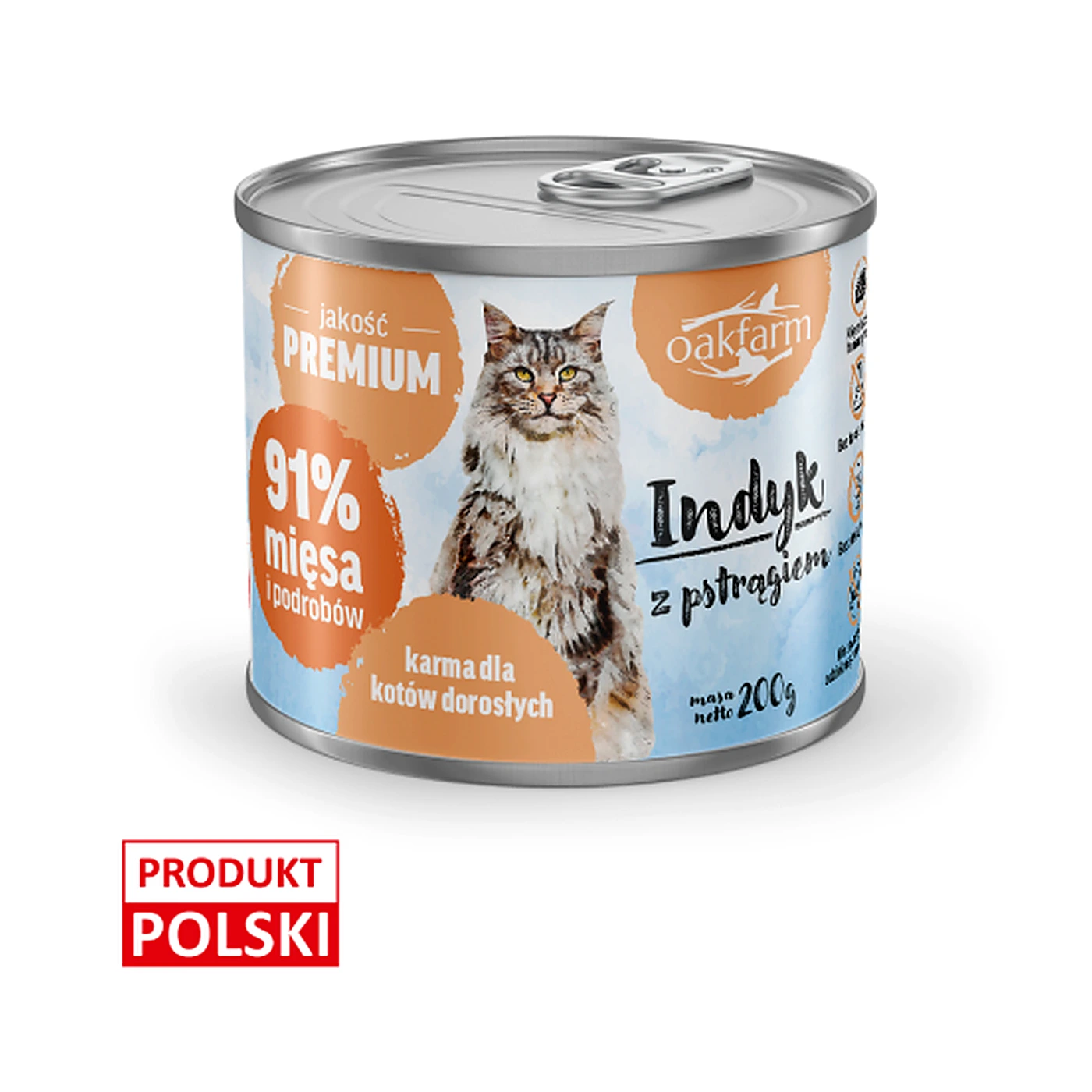 OAKFARM Indyk z Pstrągiem - Kot Dorosły, Karma Mokra 200g