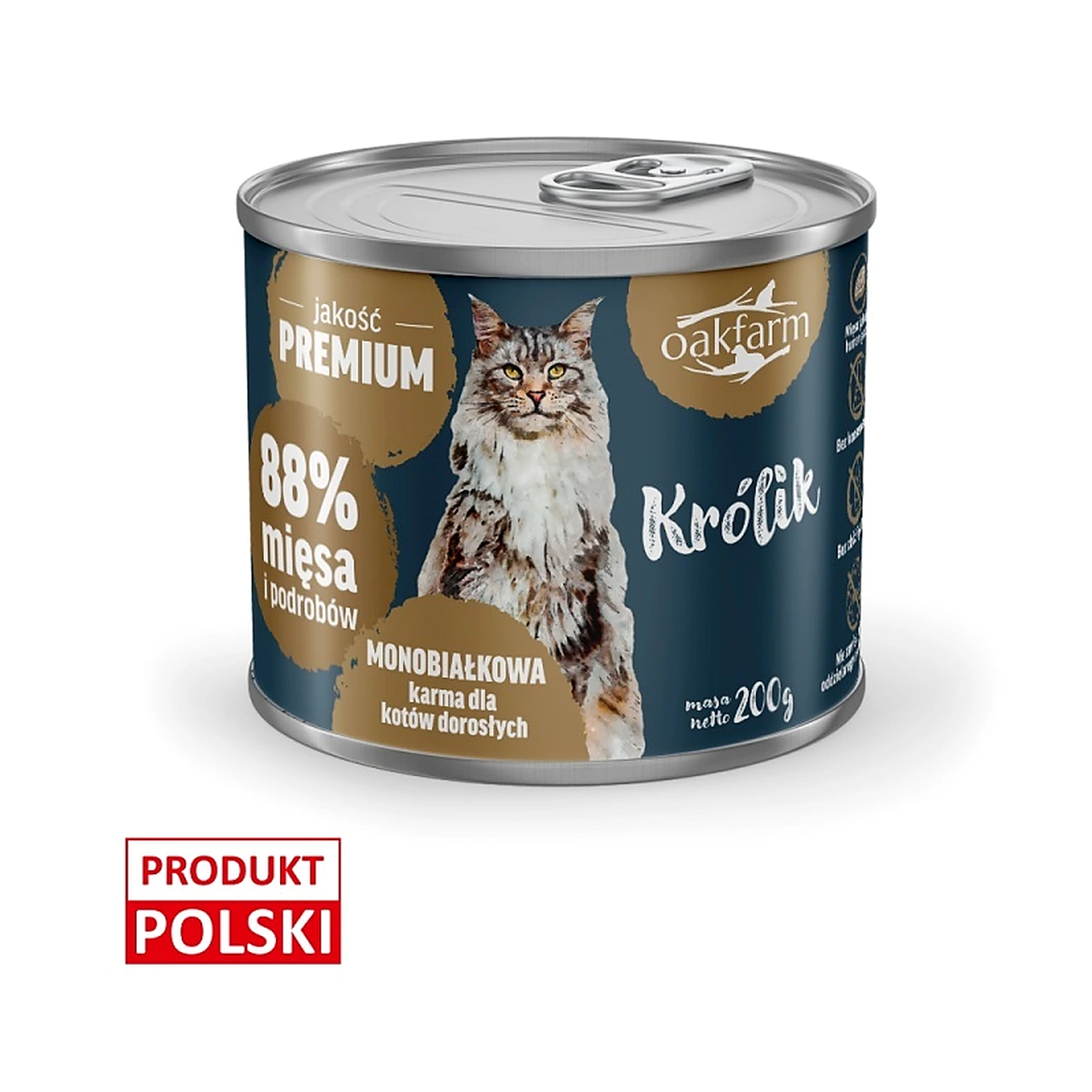 OAKFARM Królik - Kot Dorosły, Karma Mokra 200g