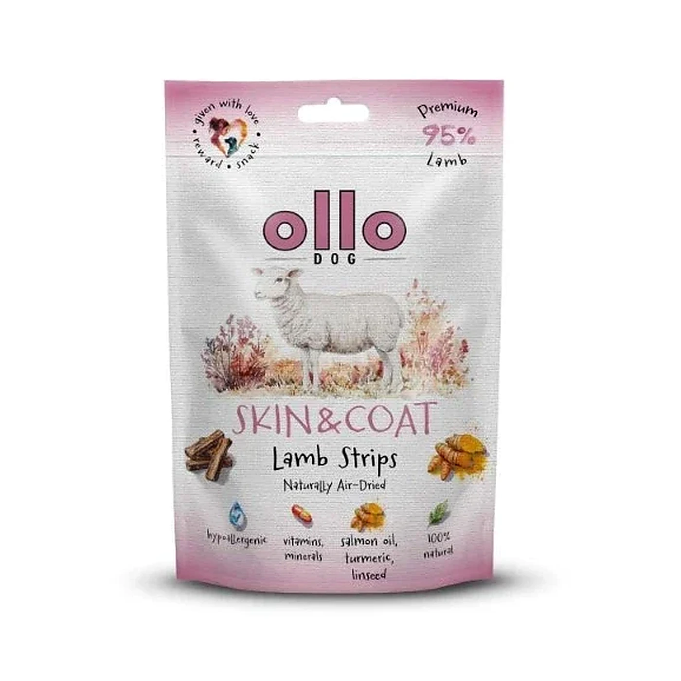 Ollo Air Dried Skin & Coat Lamb Strips 80 g