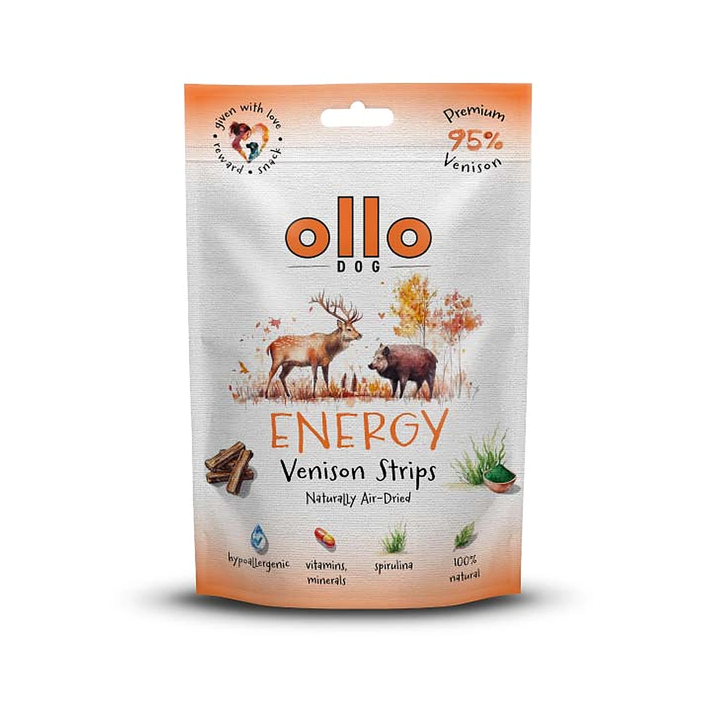 Ollo Air Dried Energy Venison Strips 80 g