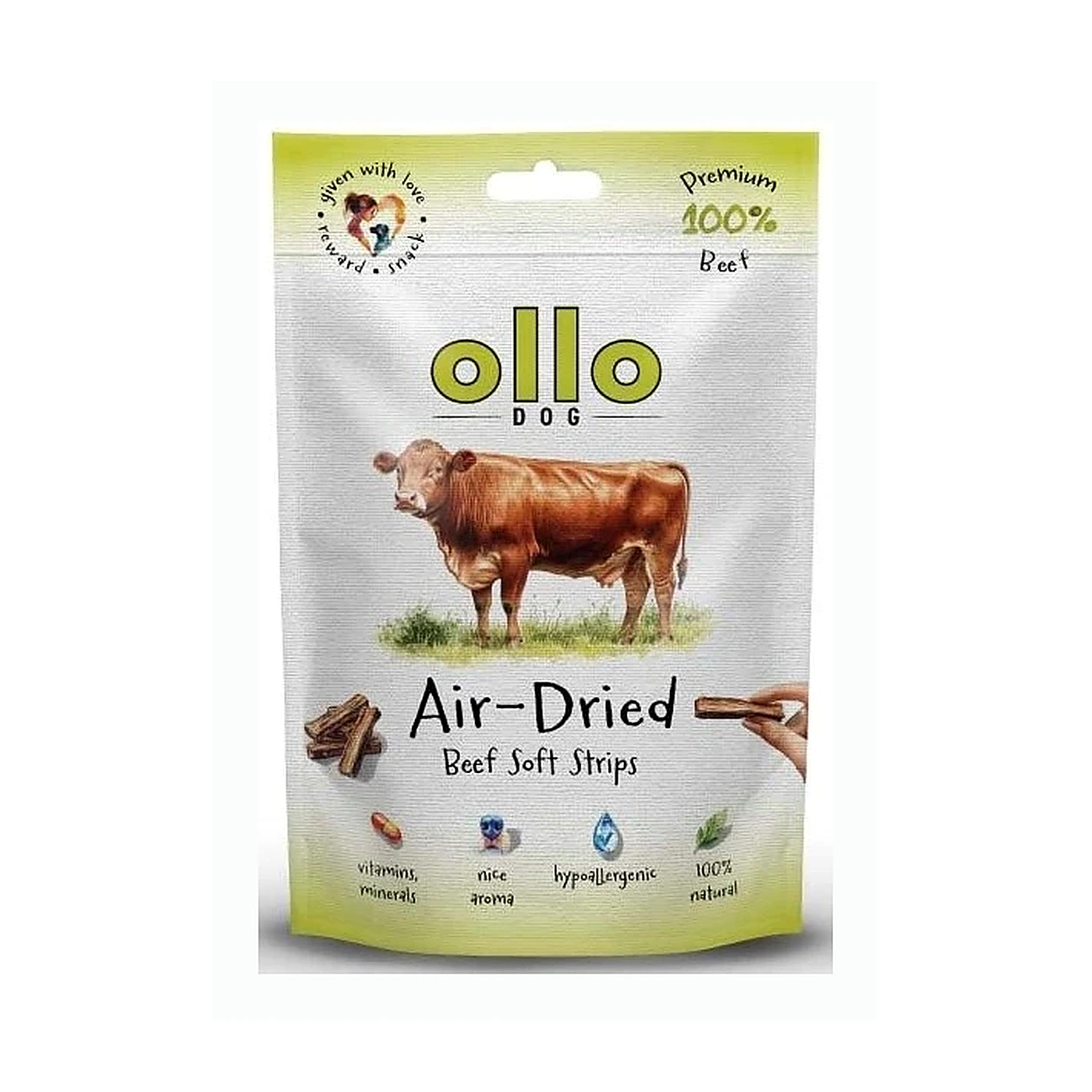 Ollo Air Dried 100% Beef Strips 80 g