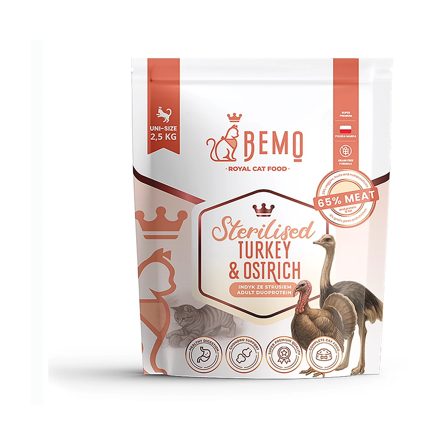 Bemo Cat Sterilised Turkey & Ostrich – karma sucha dla kota z indykiem i strusiem 500g
