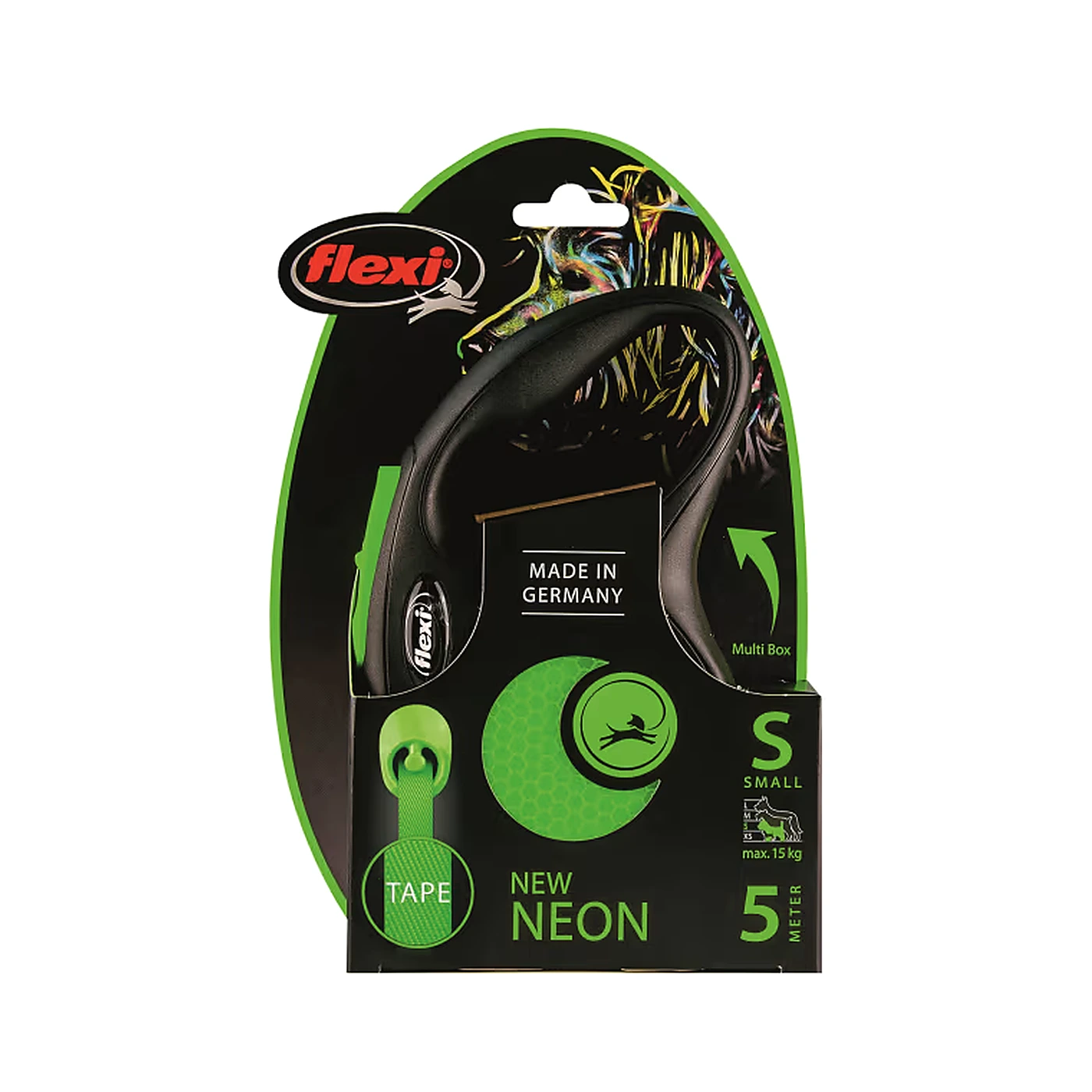 Smycz Flexi Classic S taśma 5m 15kg neon green