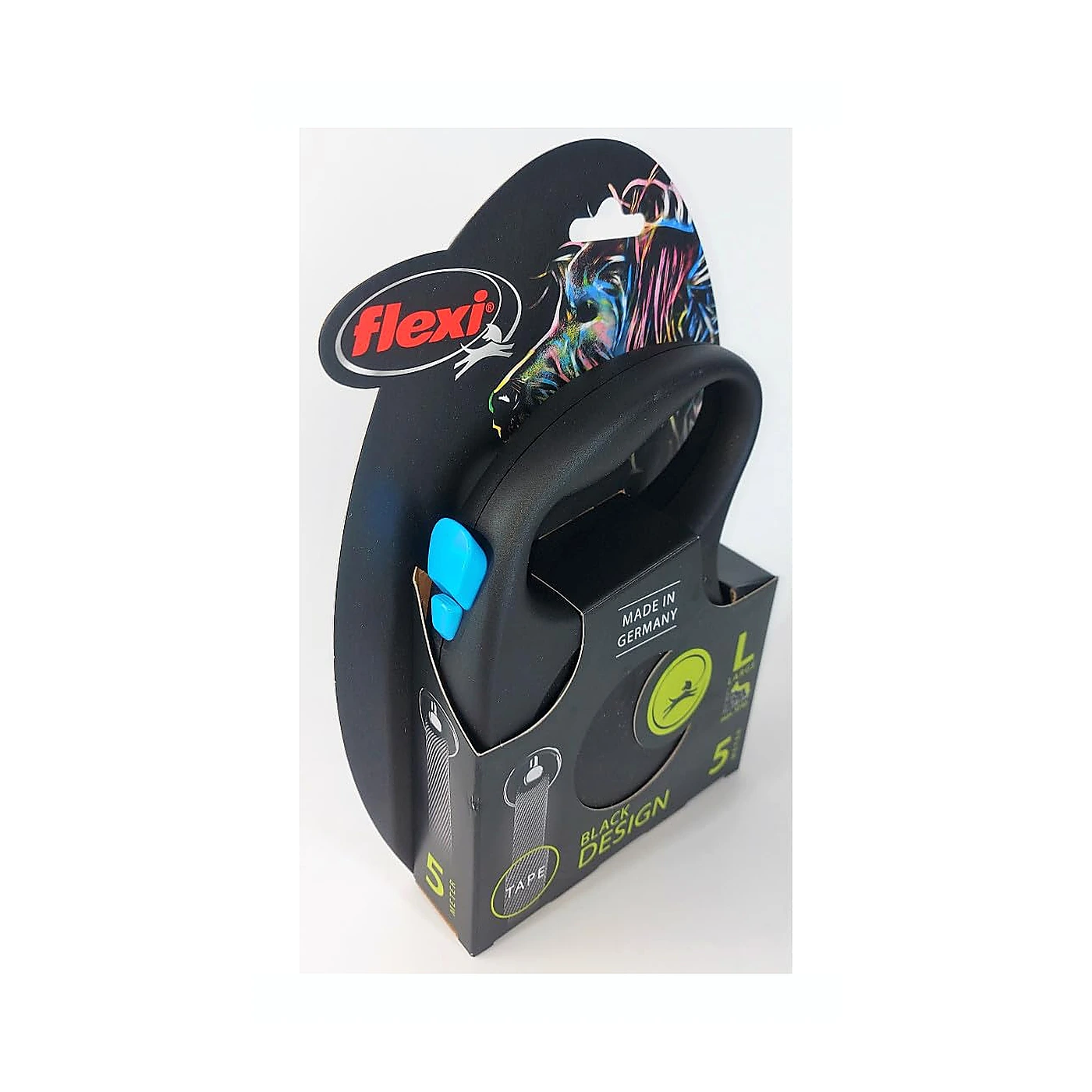 Smycz Flexi Black Design L taśma 5m 50kg niebieska