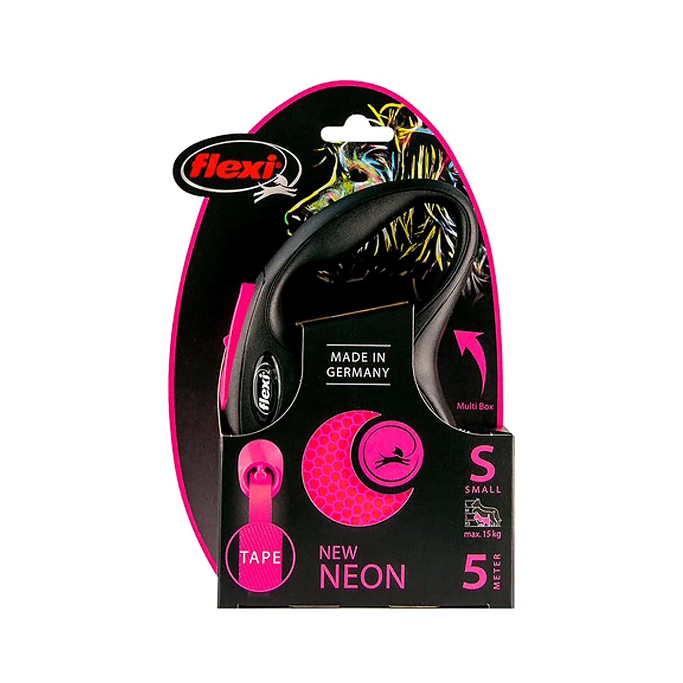 Smycz Flexi Classic S taśma 5m 15kg neon pink