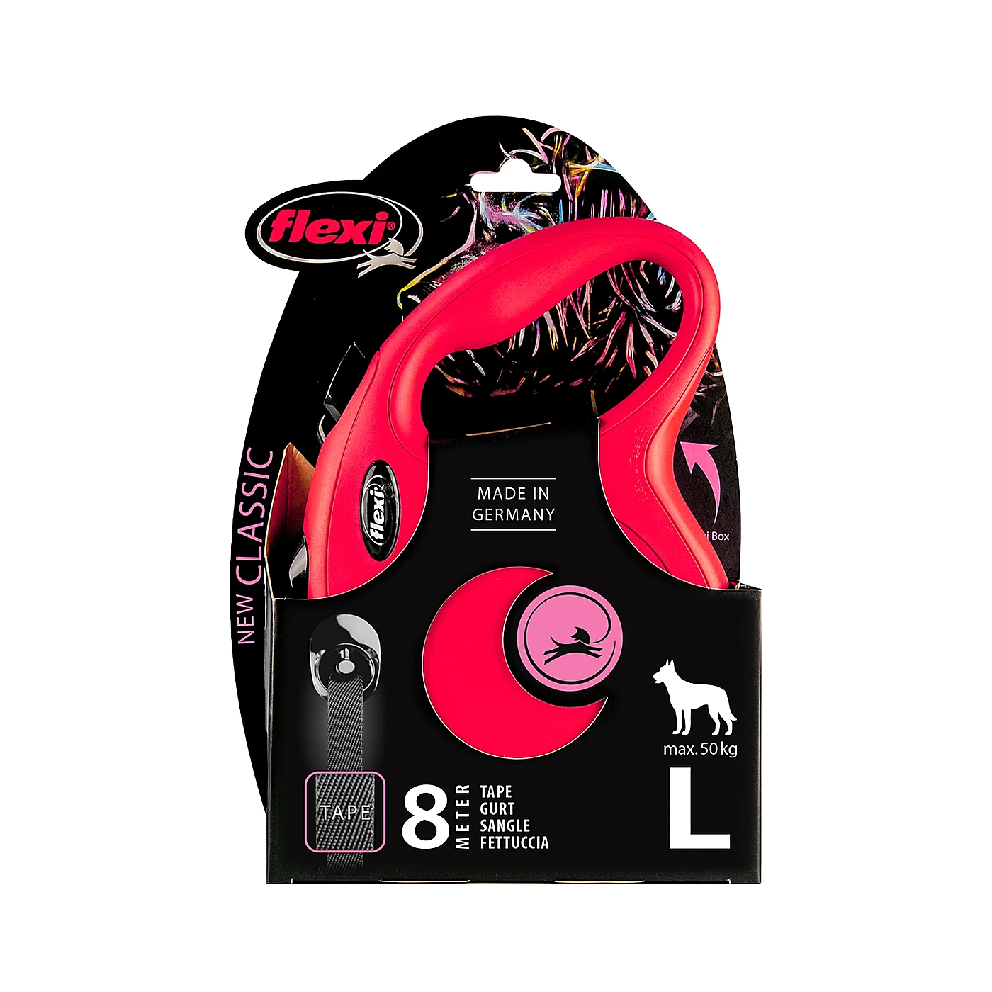 Smycz Flexi New Classic L taśma 8m 50kg czerwona
