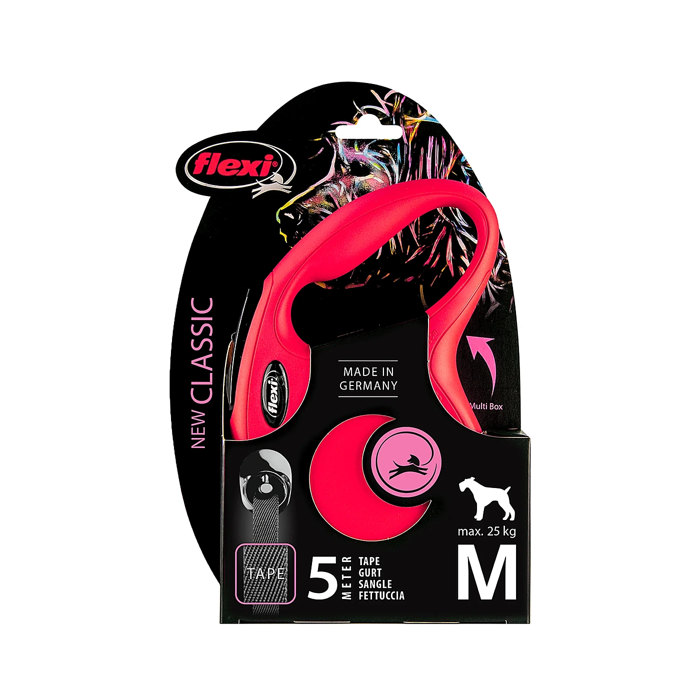 Smycz Flexi New Classic M taśma 5m 25kg czerwona
