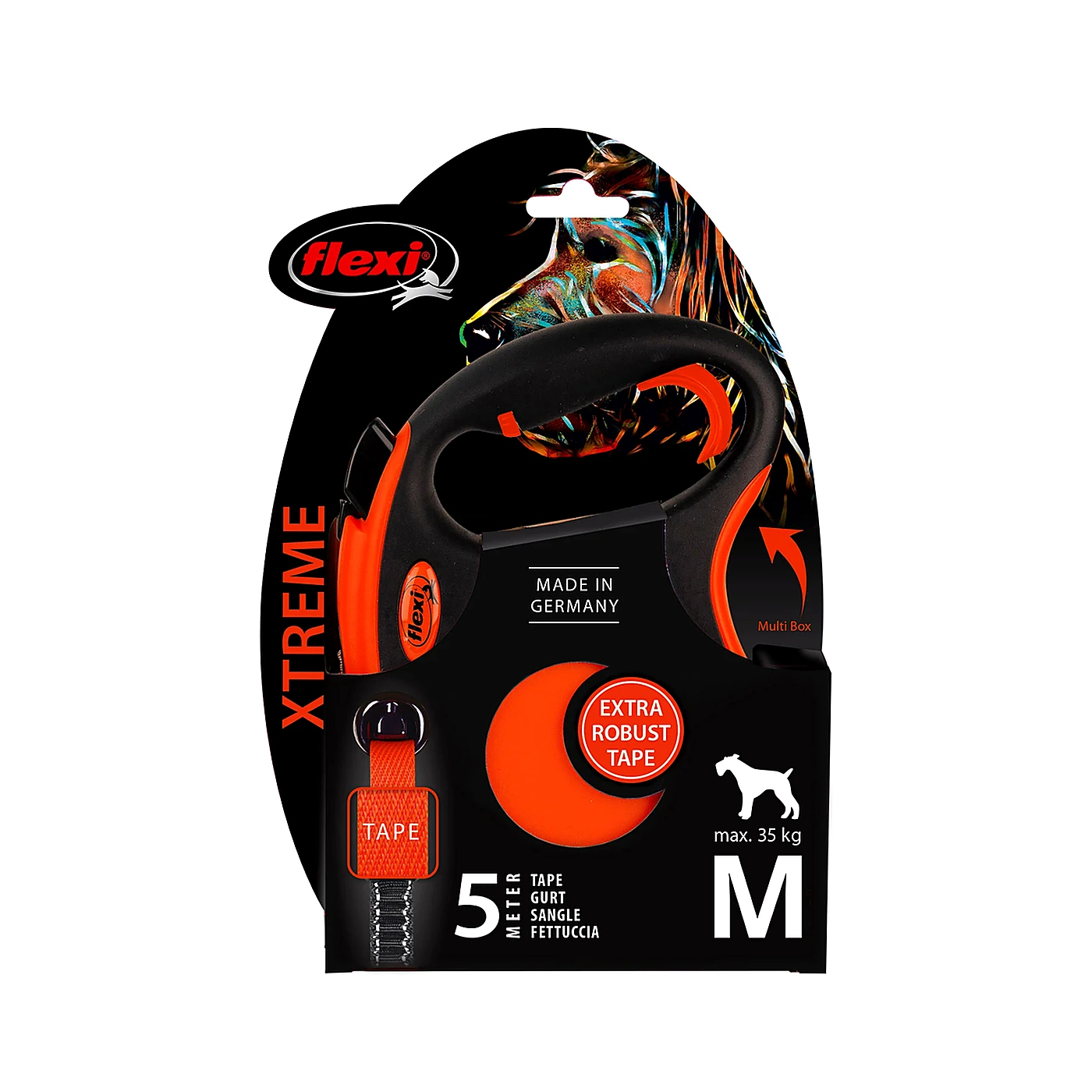 Smycz Flexi Xtreme M taśma 5m black orange
