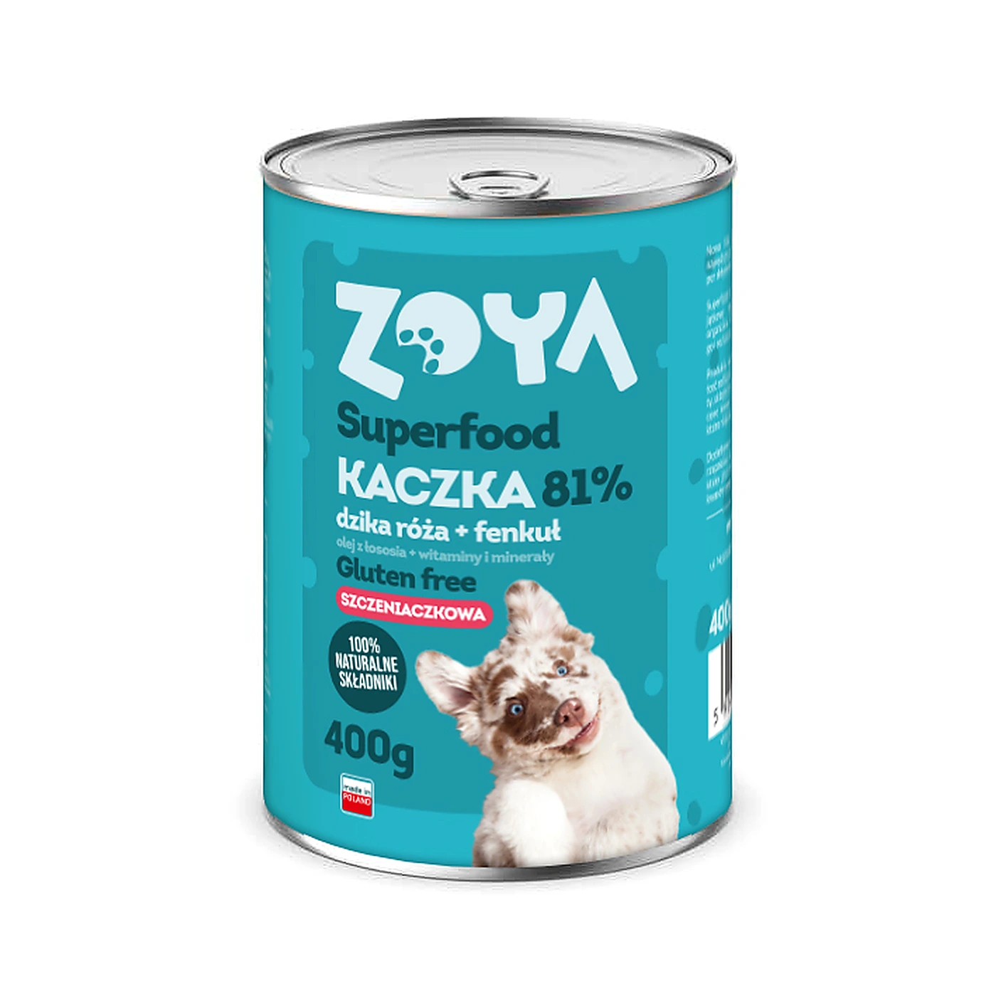 ZOYA PUSZKA SUPERFOOD DLA SZCZENIAKA KACZKA Z FENKUŁEM 400G 5904844580245