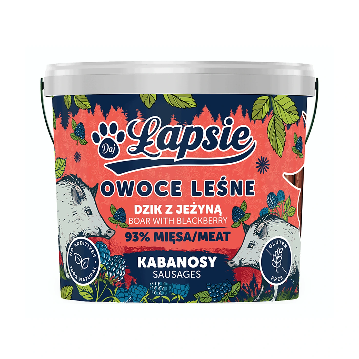 ŁAPSIE Owoce lasu Kabanosy dzik z jeżyną 160g